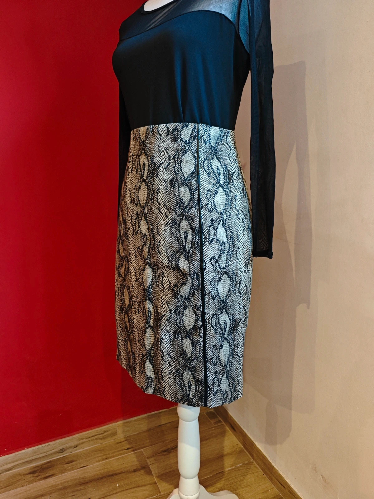 🌺 Elegante falda de algodón estampado animal print tonos negro y beige, talla M – Festa – taille M / 38 / 10 2