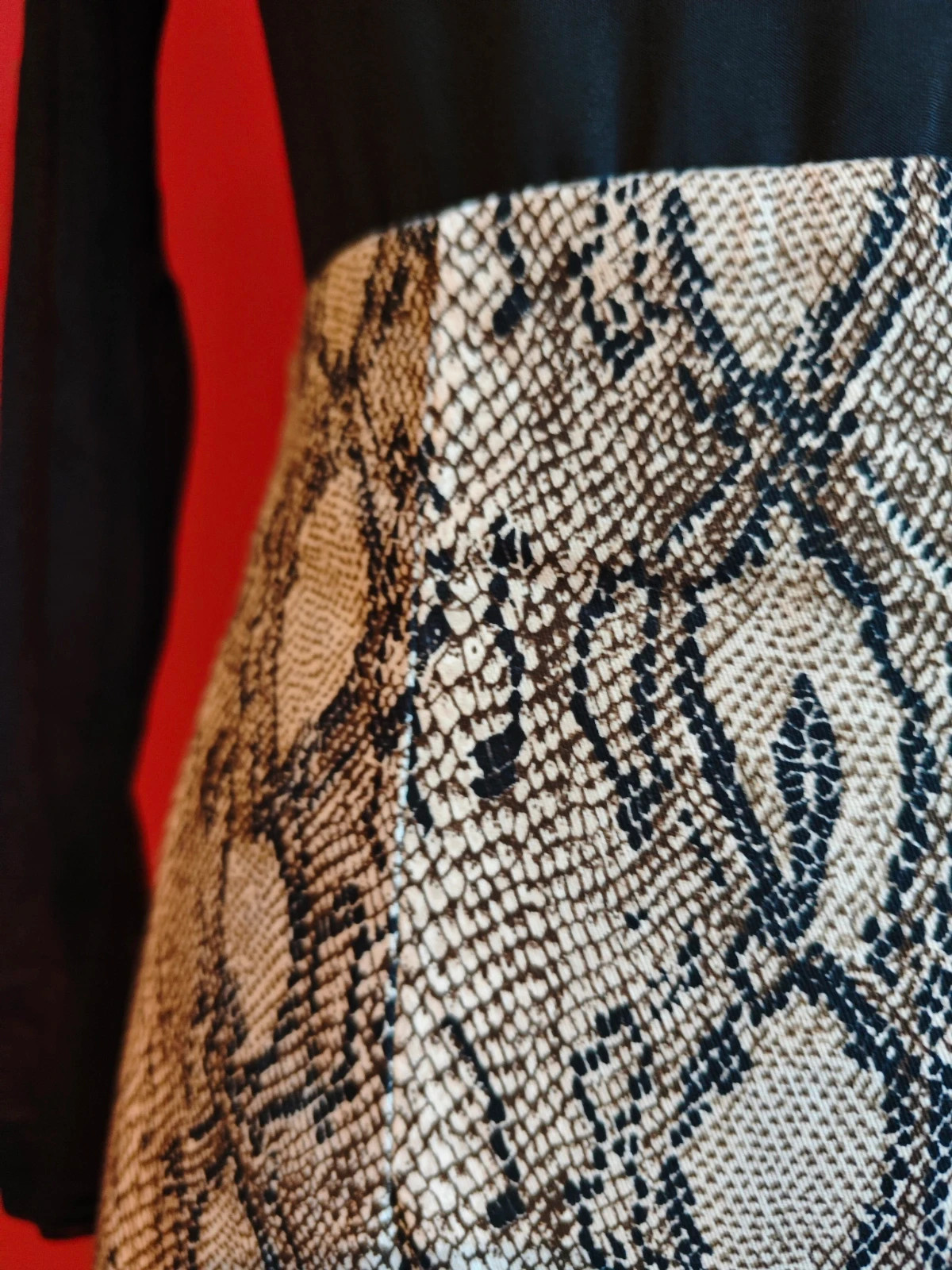 🌺 Elegante falda de algodón estampado animal print tonos negro y beige, talla M – Festa – taille M / 38 / 10 4