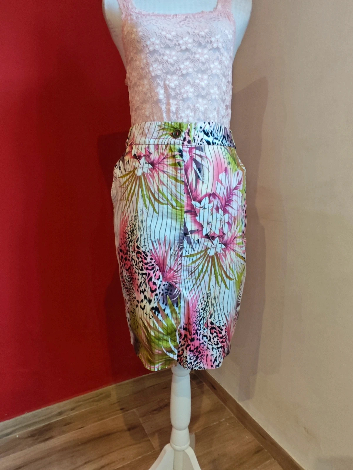 🌺Bonita falda entallada estampado multicolor con bolsillos – Vintage Dressing – taille L / 40 / 12 2
