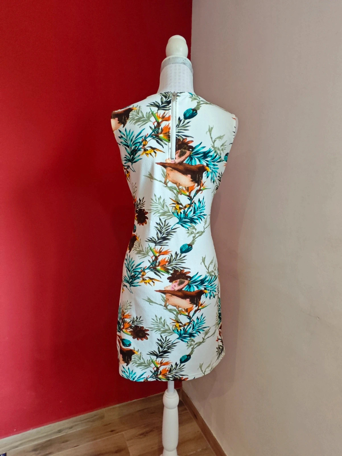 🌺 Precioso vestido blanco con estampado floral y pájaros – Huaxin fashion – taille M / 38 / 10 5