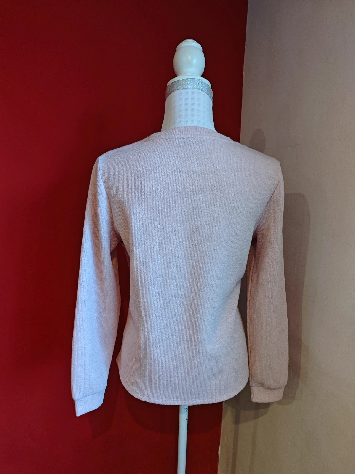🌺Estilosa sudadera rosa con franja granate y crema delante – C&A – taille L / 40 / 12 5