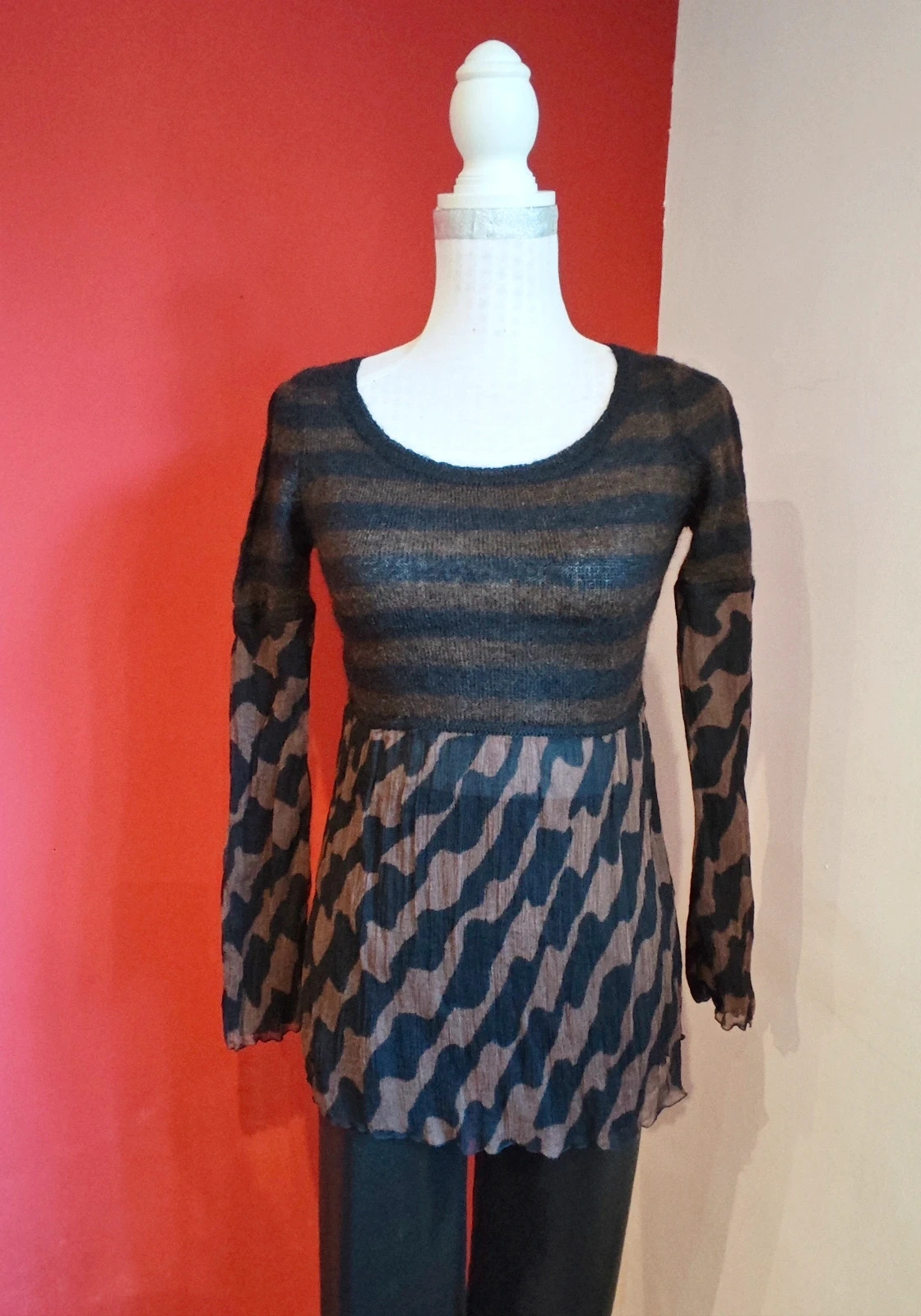 🌺Jersey de mohair y lana combinado con seda en mangas y cuerpo
