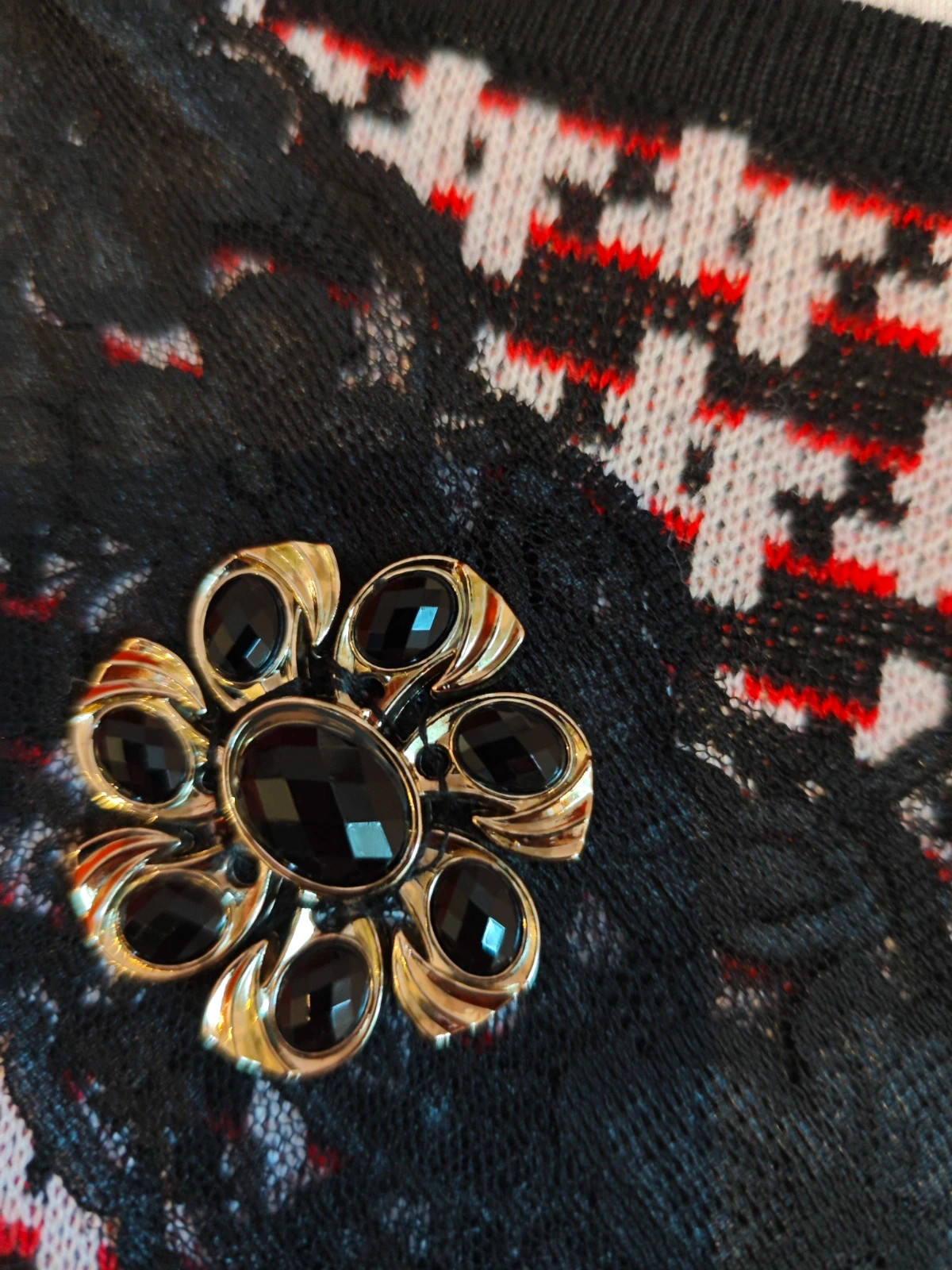🌺 Original jersey estampado pata de gallo tonos negro, rojo y blanco, talla M – Elvet collection – taille M / 38 / 10 5