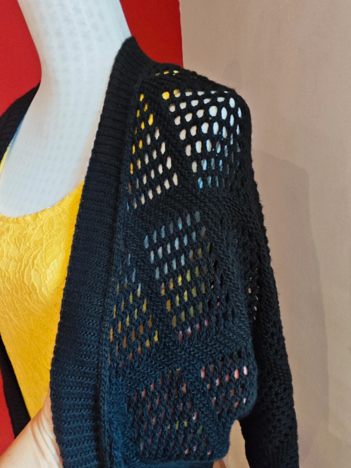 🌺 Bonita chaqueta de punto calado negro con manga japonesa – Vintage Dressing – taille Taille unique 5