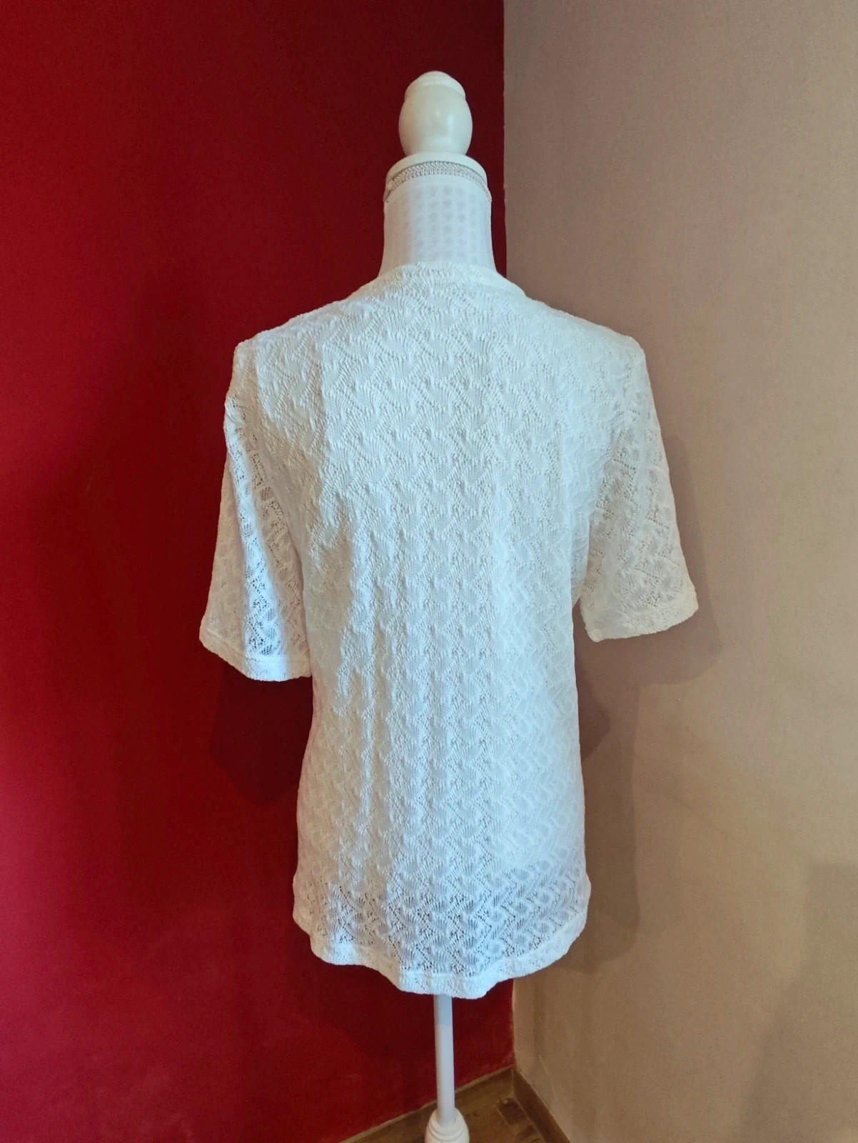 🌺 Bonito conjunto de top de tirantes anchos y rebeca de manga corta blancos – Local – taille XL / 42 / 14 5