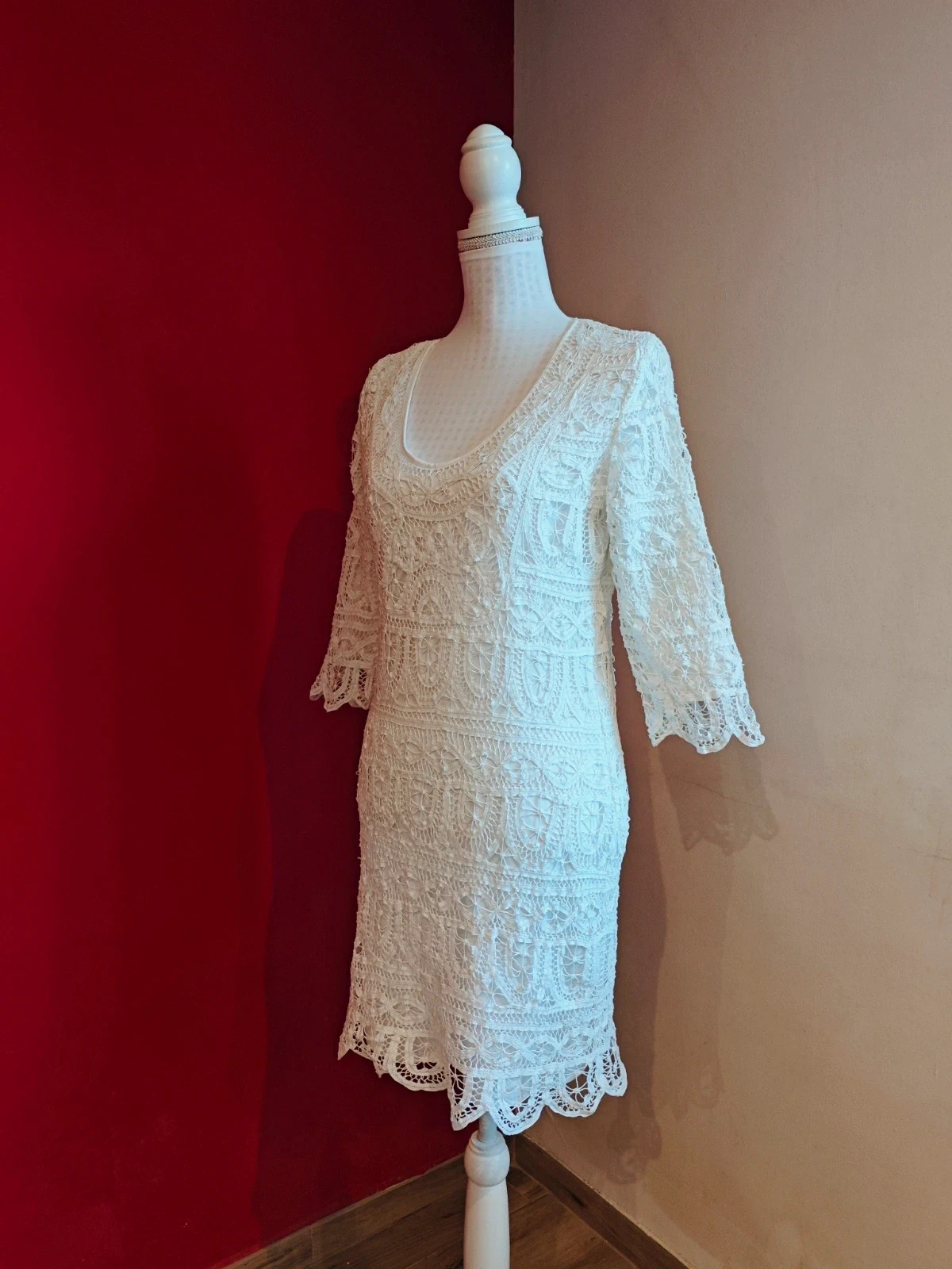 🌺 Precioso vestido de crochet blanco – Vintage – taille L / 40 / 12 2