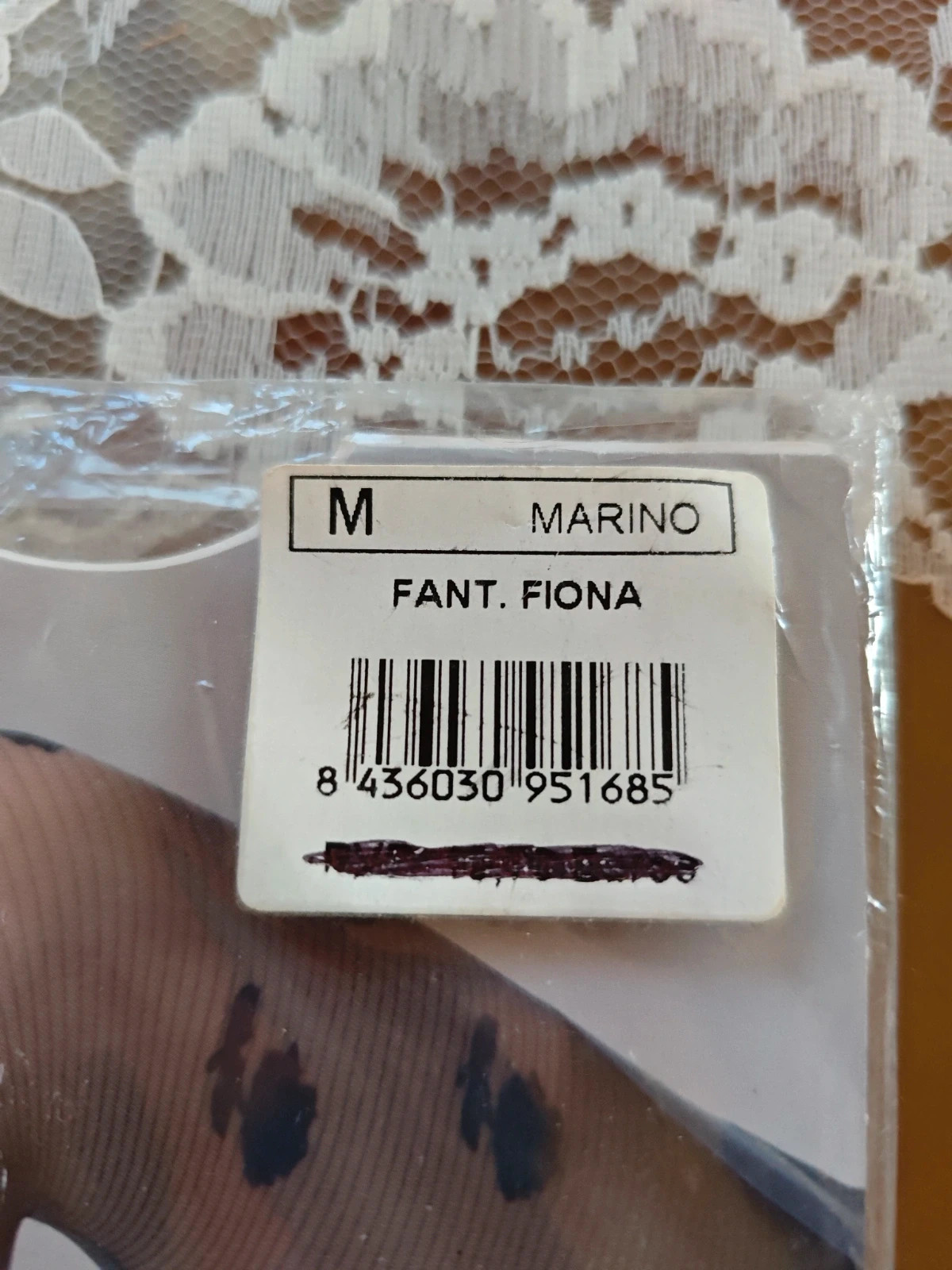 🌺Pantys de fantasía azul marino con flores sobre transparente sedoso – Fiona – taille M / 38 / 10 5
