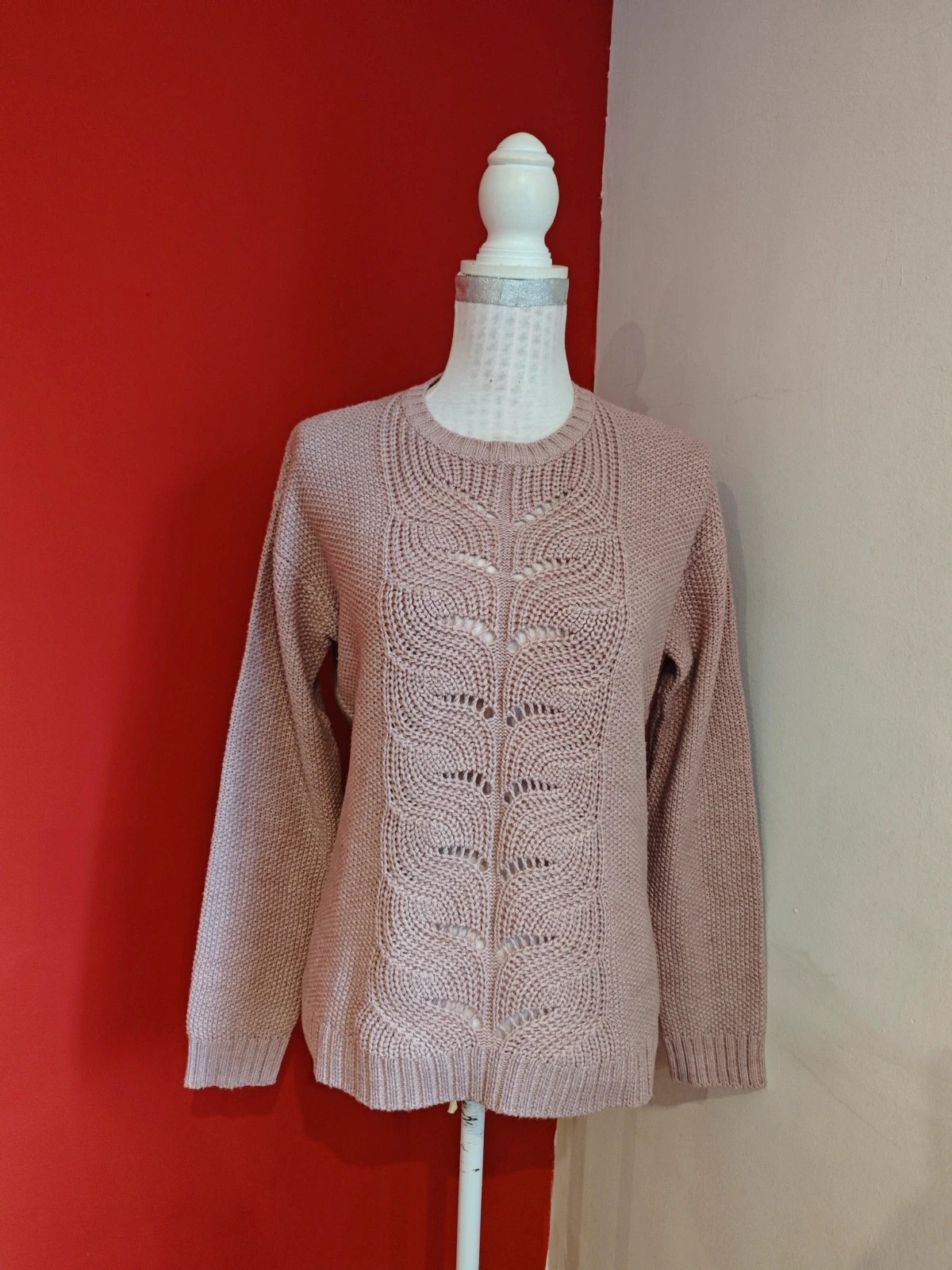 🌺 Jersey rosa con punto de ochos delante