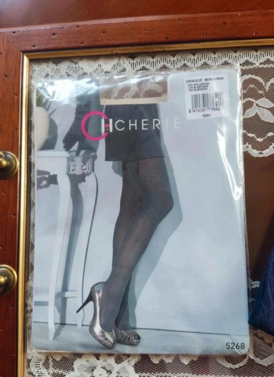 🌺Pantys de fantasía tono berenjena con rombos – Chérie – taille L / 40 / 12 4