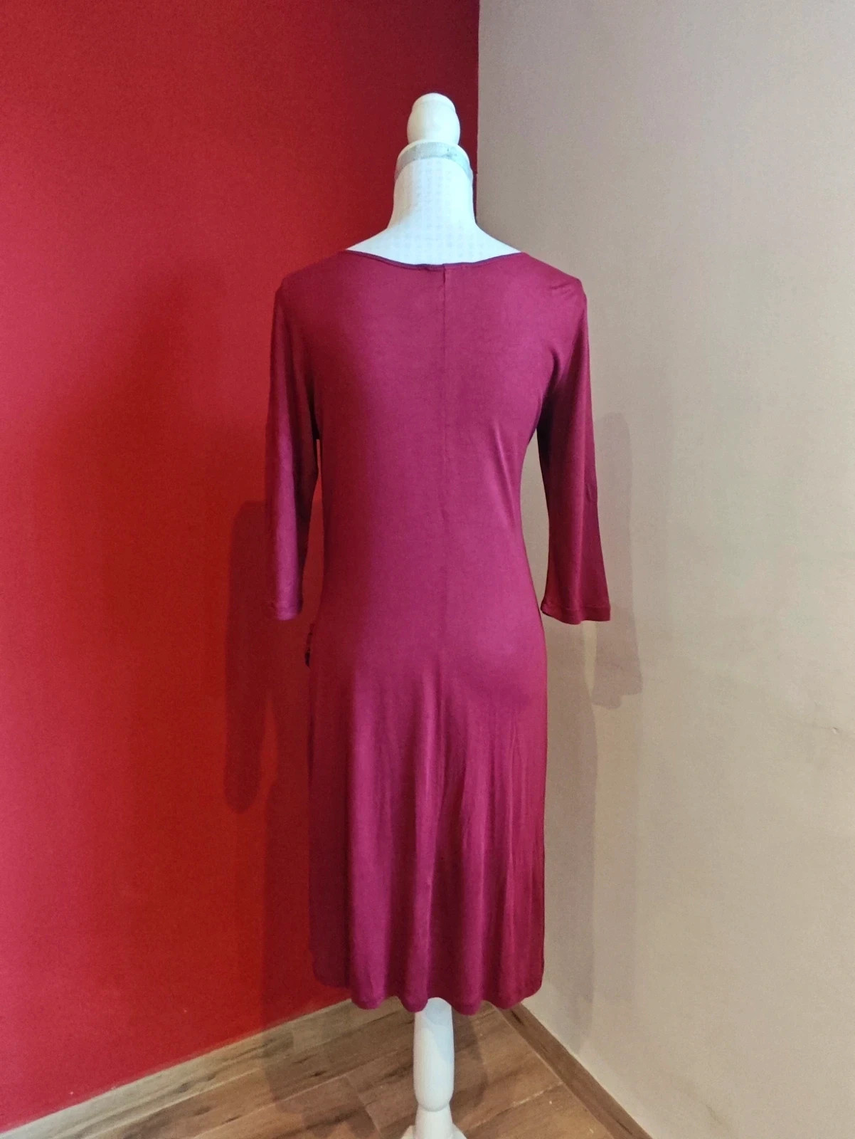 🌺 Original vestido de punto fino granate con drapeado en lateral – Mango – taille M / 38 / 10 5