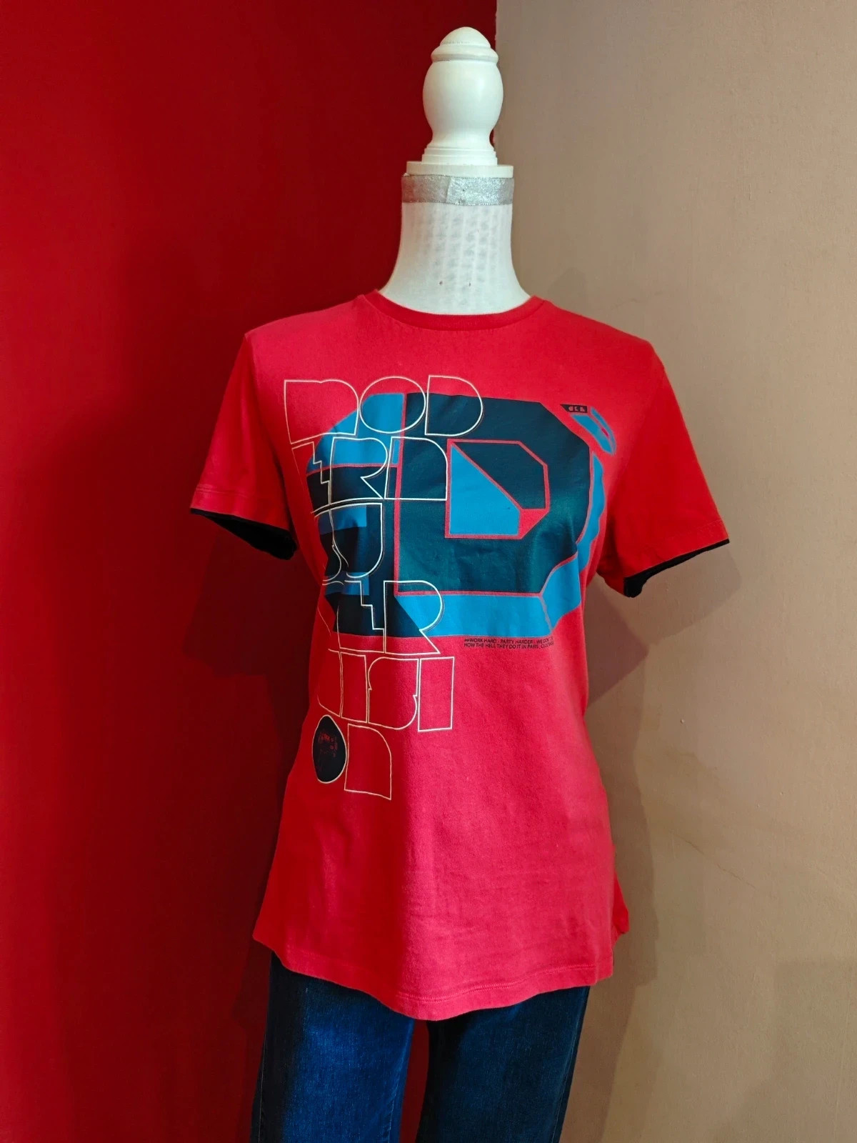 🌺 Camiseta unisex roja con logo – Clockhouse – taille M / 38 / 10 2