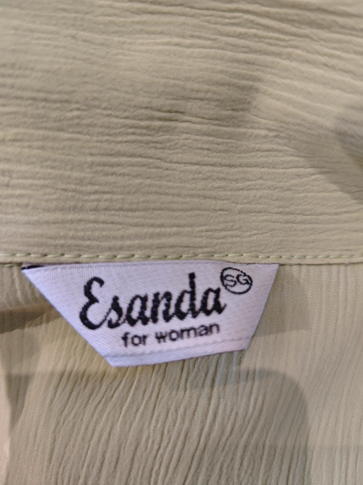 🌺Camisa verde clarito tejido efecto arrugadito – esanda – taille 5XL / 50 / 22 5