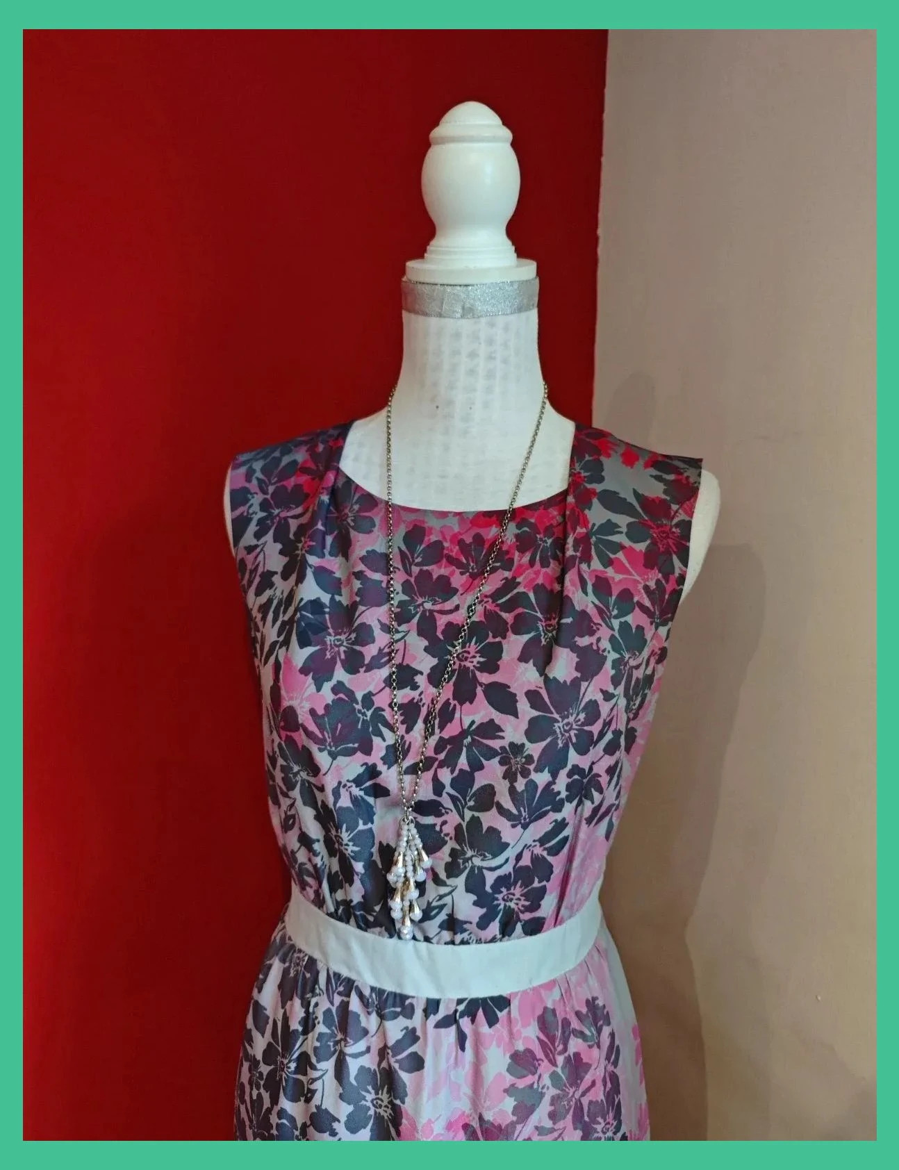 🌺Bonito vestido estampado tonos grises, lilas y rosas, talla L – Lavand – taille L / 40 / 12 3