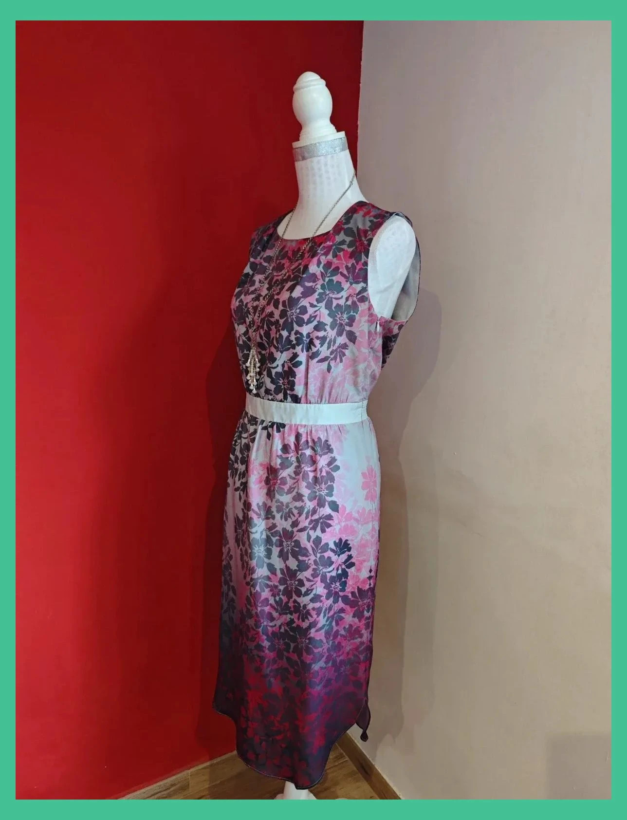 🌺Bonito vestido estampado tonos grises, lilas y rosas, talla L – Lavand – taille L / 40 / 12 2