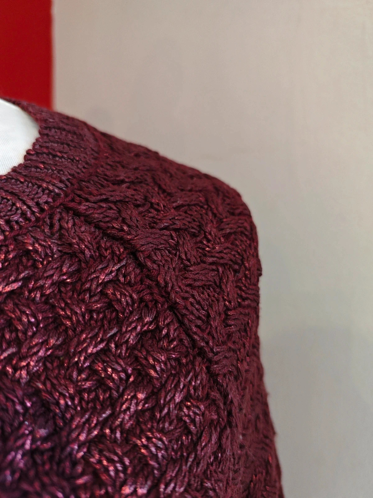 🌺 Bonito jersey morado con brillos con punto de ochos, talla L – Fórmula Joven – taille L / 40 / 12 3