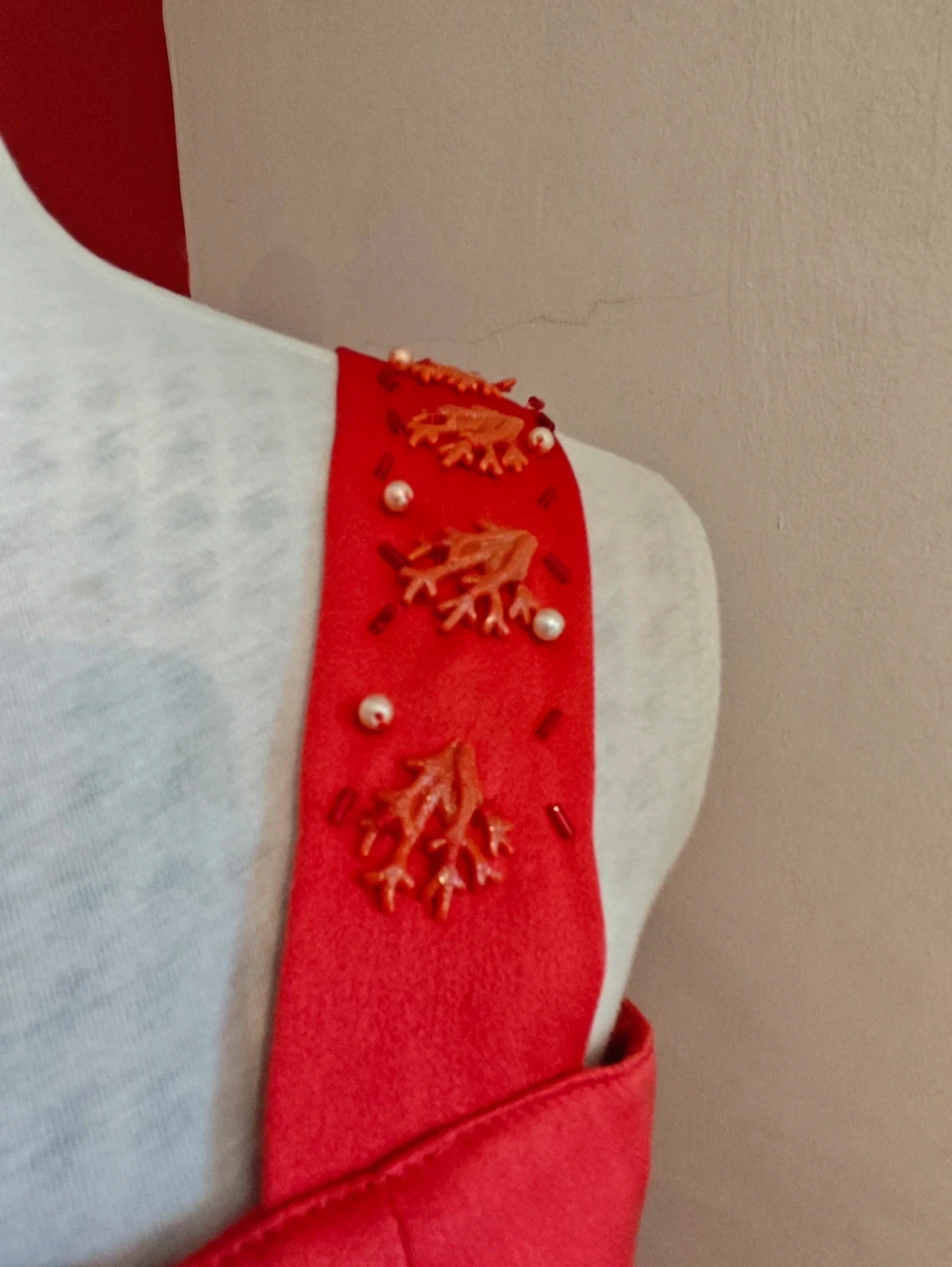 🌺 Impresionante vestido largo para eventos, color rojo con aplicaciones en los tirantes – Y etc... – taille S / 36 / 8 4