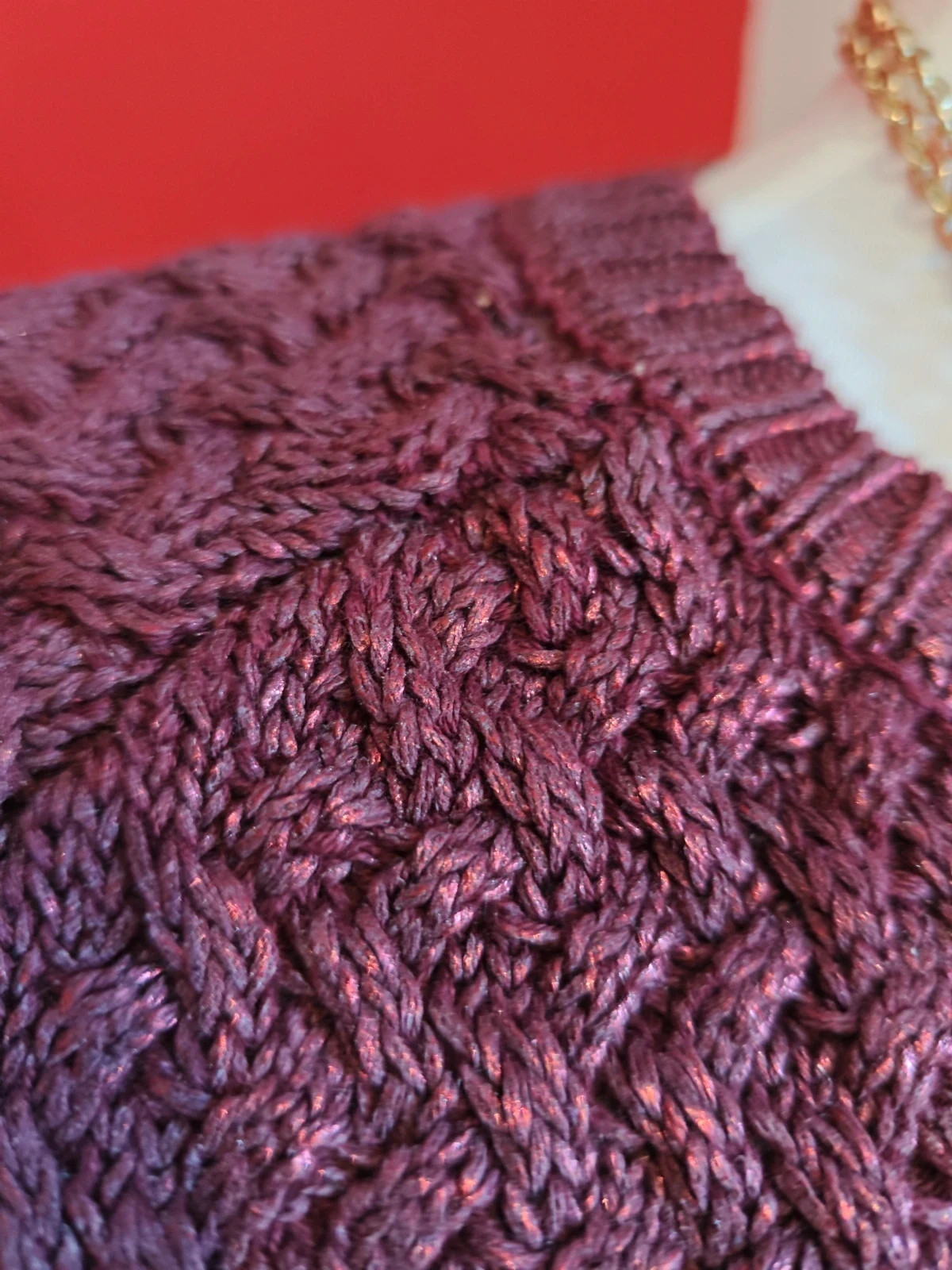 🌺 Bonito jersey morado con brillos con punto de ochos, talla L – Fórmula Joven – taille L / 40 / 12 4