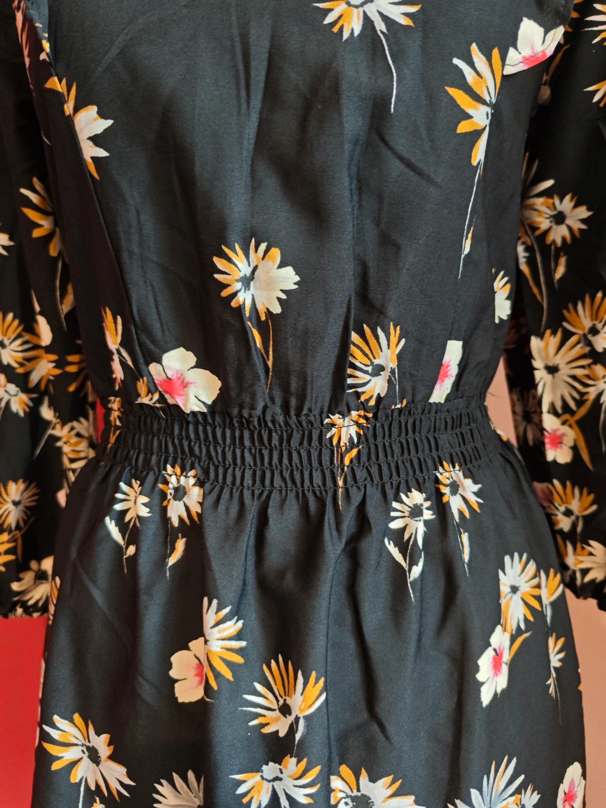 🌺Vestido negro estampado floral y volantitos en escote – Atmosphere – taille M / 38 / 10 5