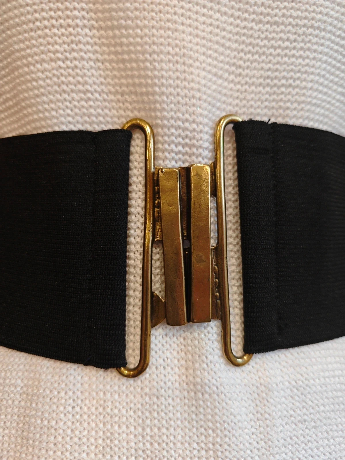 🌺Bonito cinturón ancho elástico negro con broche dorado – Vintage Dressing – taille Ajustable 2