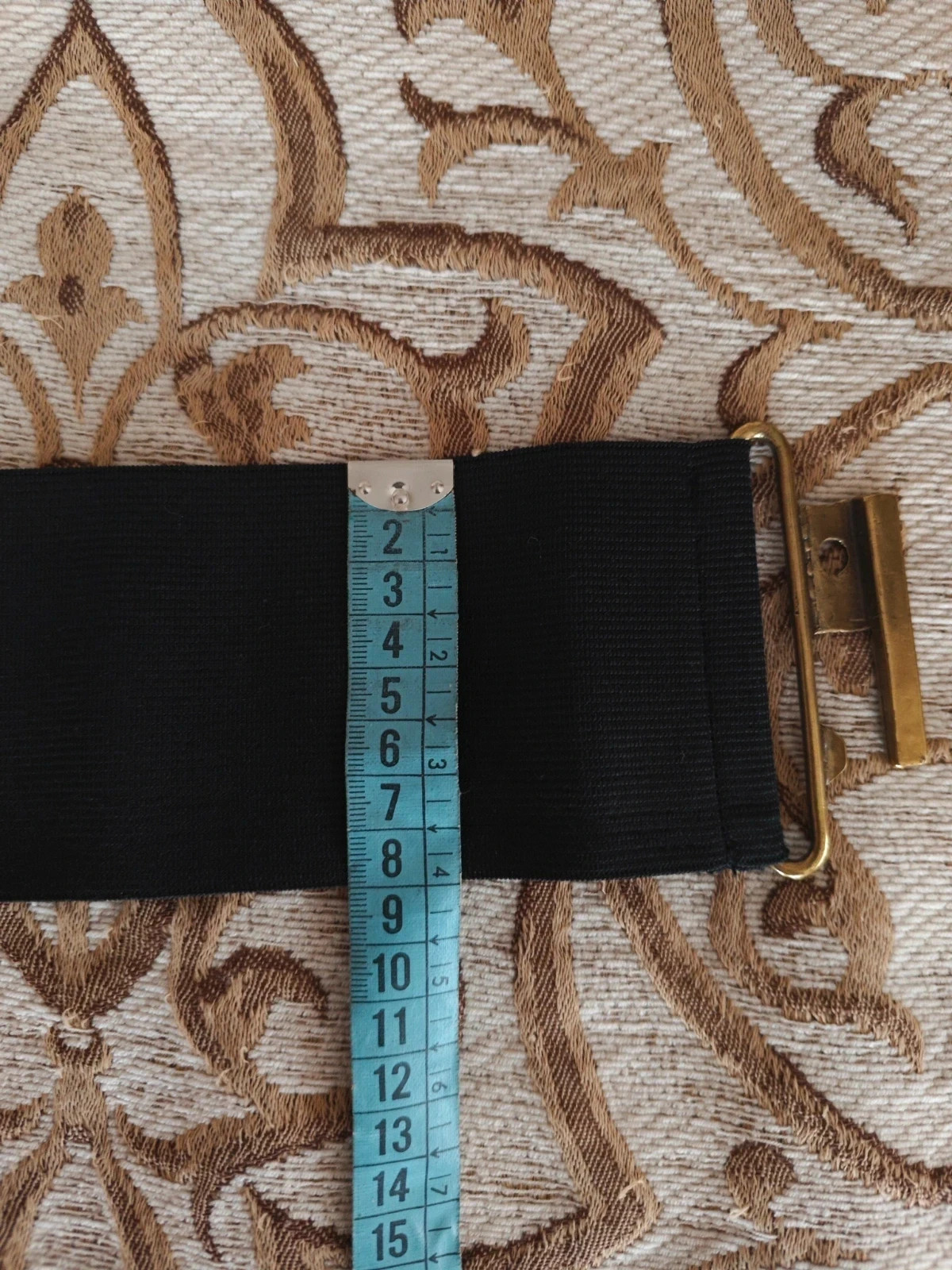 🌺Bonito cinturón ancho elástico negro con broche dorado – Vintage Dressing – taille Ajustable 5
