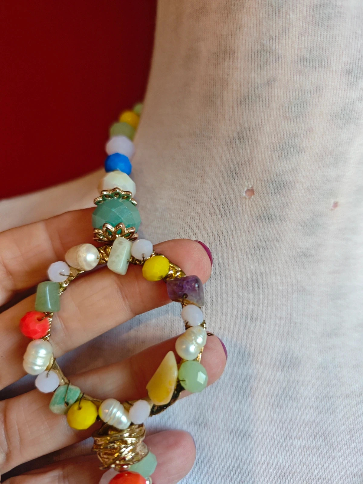 🌺 Original conjunto de collar y pulsera con abalorios multicolor – Vintage Dressing 3
