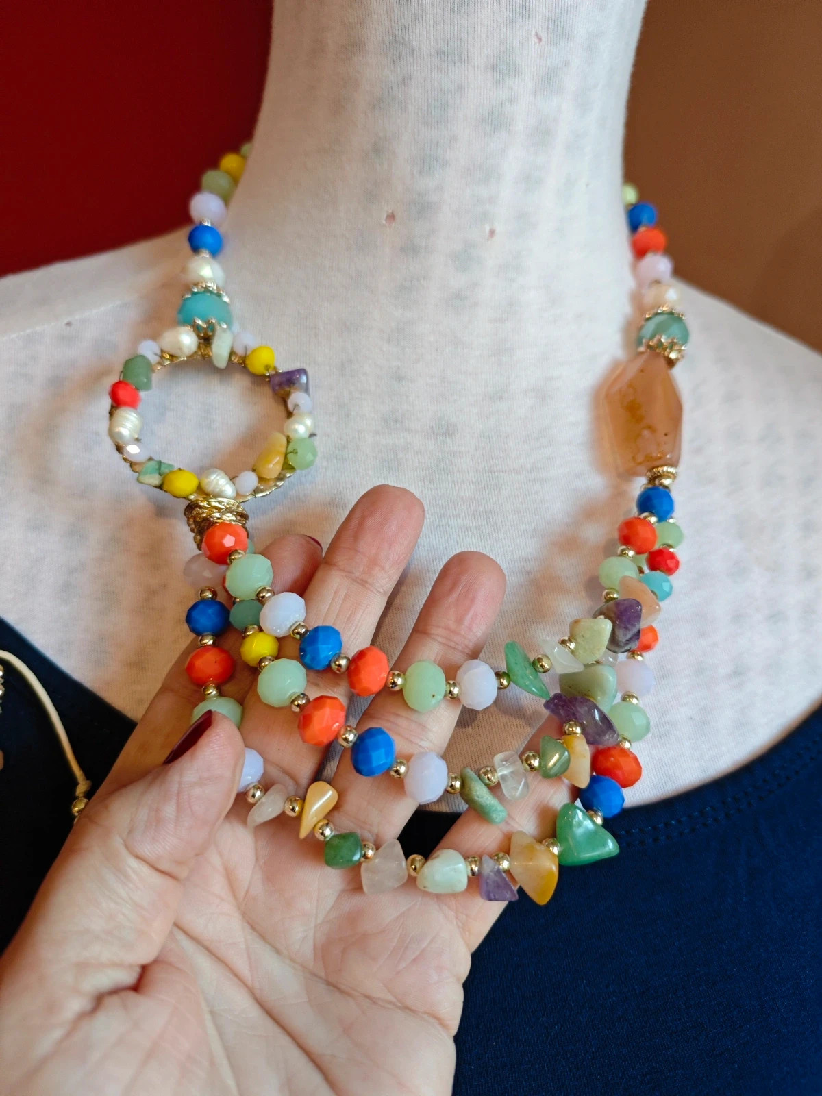 🌺 Original conjunto de collar y pulsera con abalorios multicolor – Vintage Dressing 2