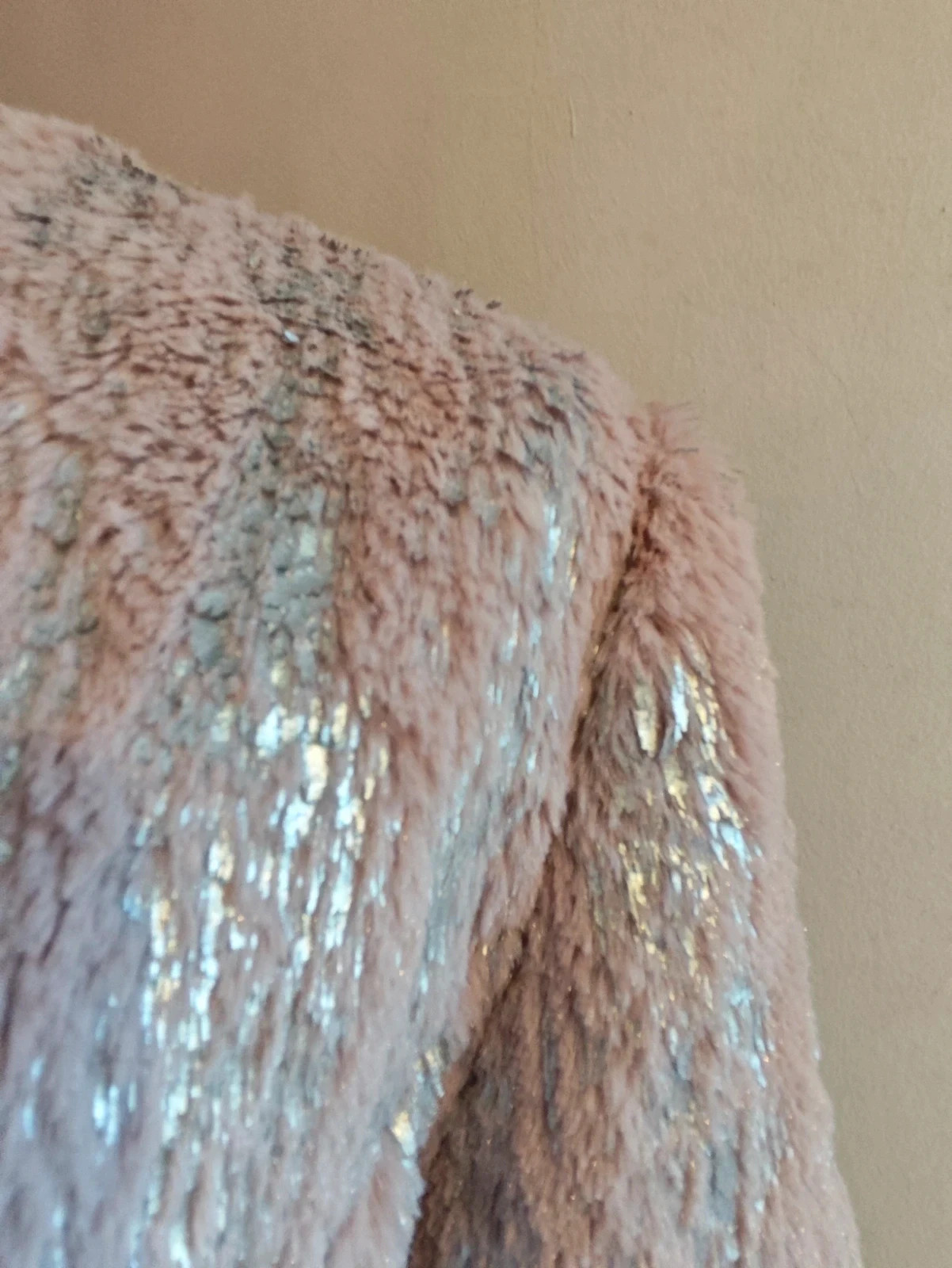 🌺Chaquetón de pelito rosa y plateado – Munmo – taille XXL / 44 / 16 4