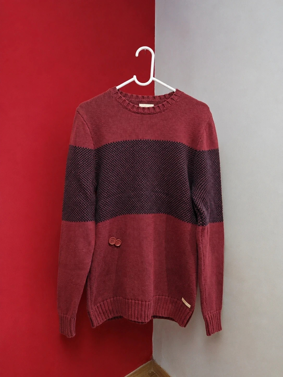 🌺 Jersey granate combinado con negro de algodón