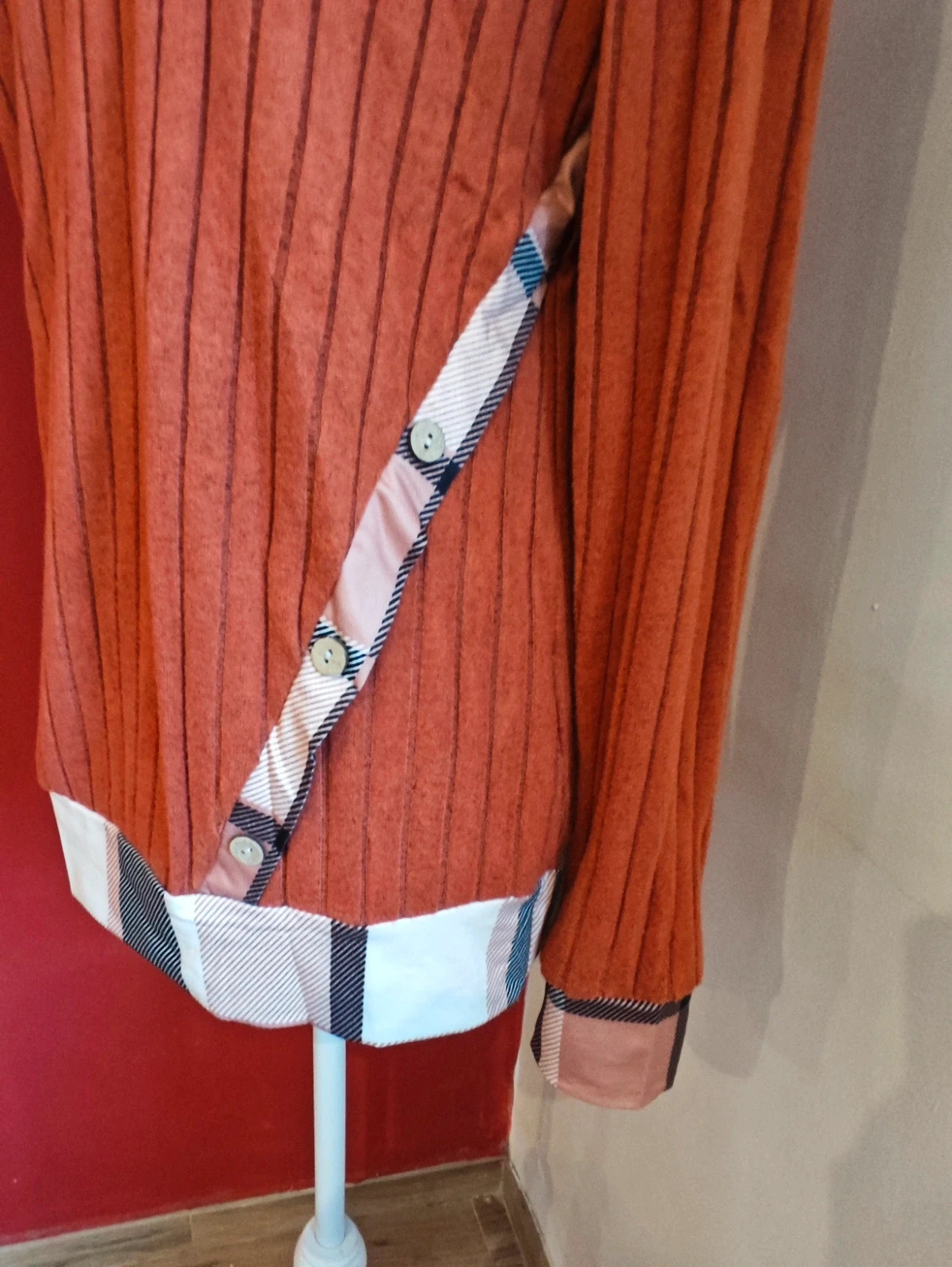 🌺 Camiseta de punto naranja con bordes a contraste – taille XL / 42 / 14 5