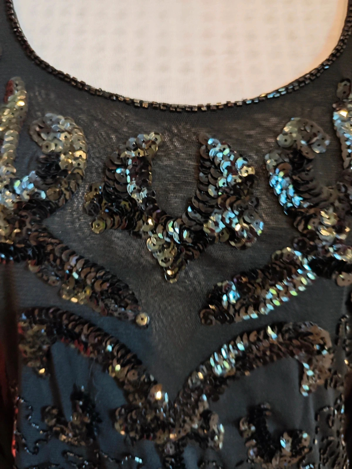 🌺Blusa de gasa negra con lentejuelas – Pure Dragon Trade – taille L / 40 / 12 5