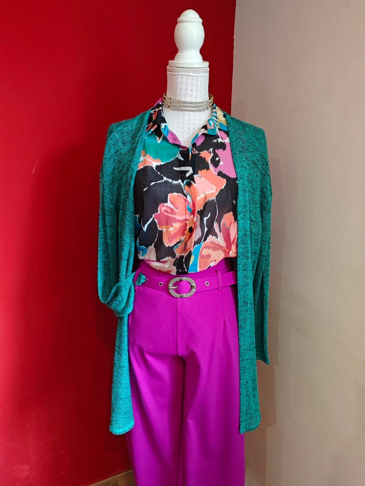 🌺Chaqueta de punto fino verde jaspeado con negro – H&M Divided – taille 4XL / 48 / 20 2
