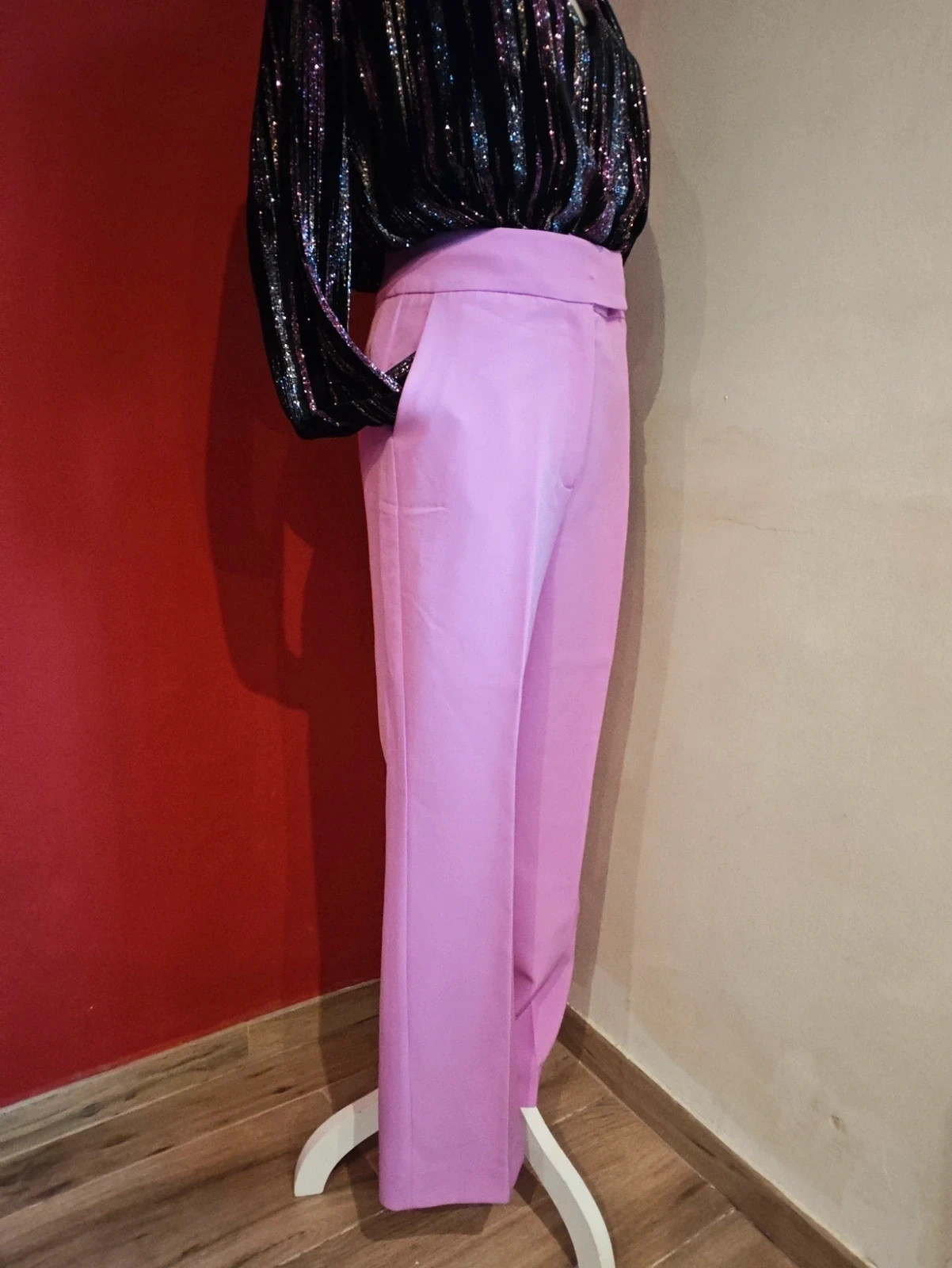 🌺 Elegante pantalón rosa chicle de perneras anchas – Sfera Basic – taille M / 38 / 10 3