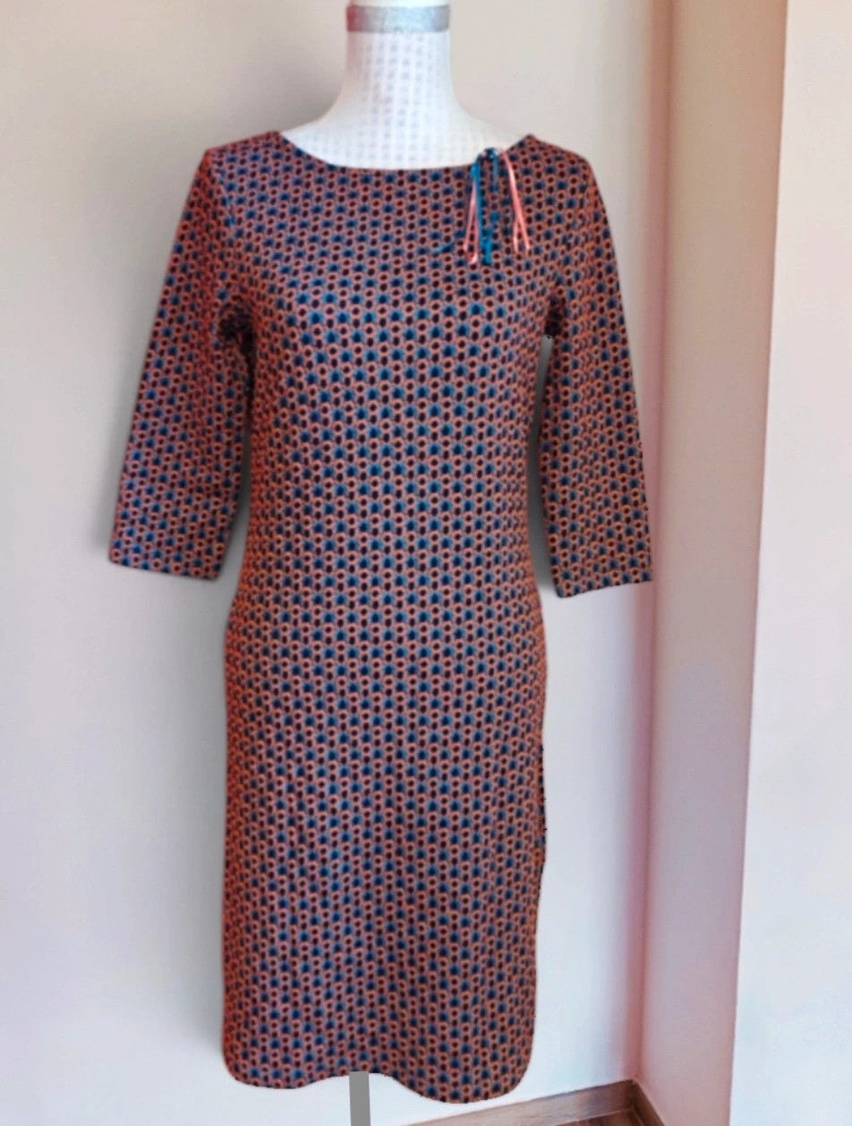 🌺Vestido de punto estampado tonos rosa, turquesa y azul marino