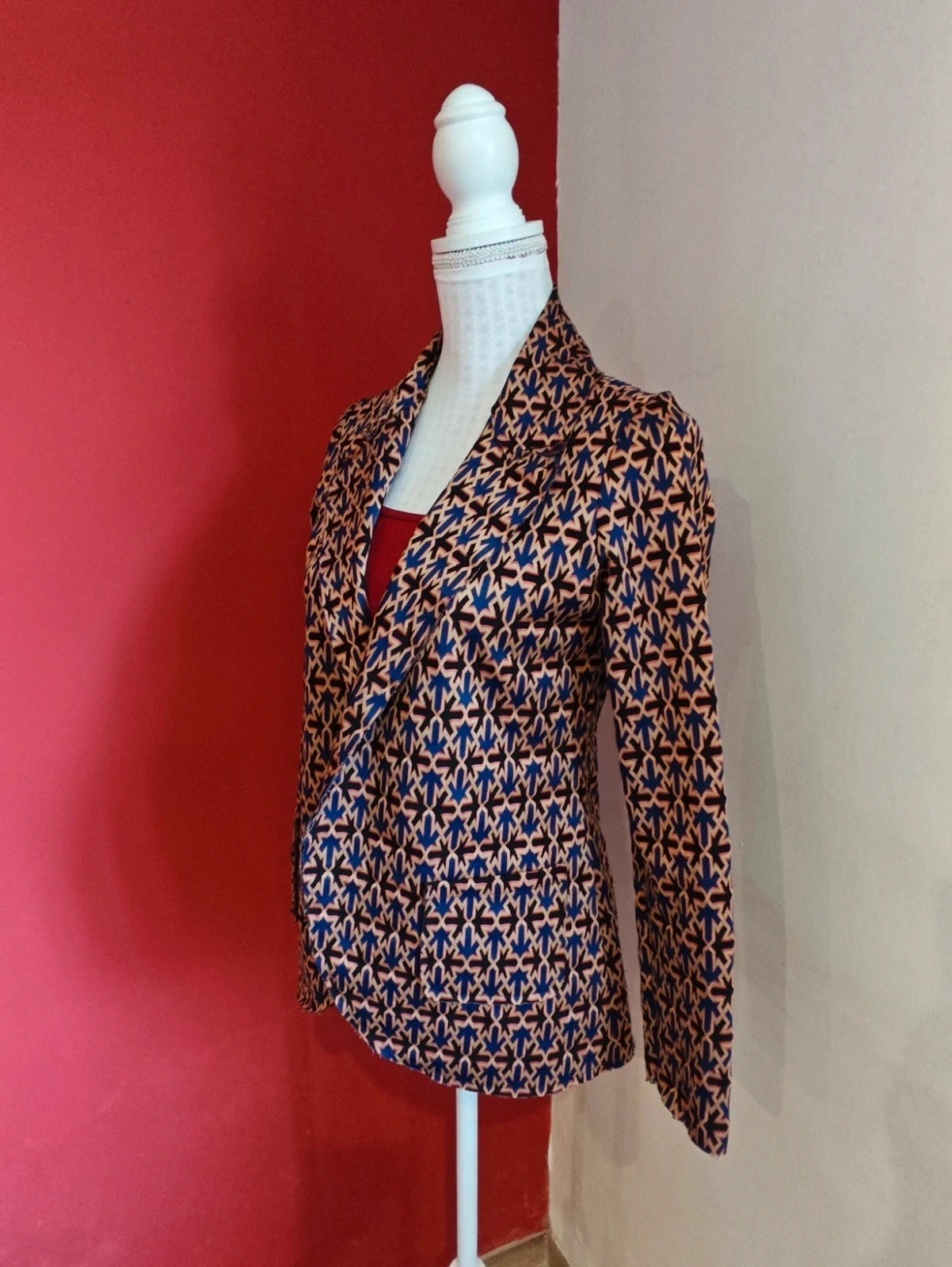 🌺Blazer de entretiempo con estampado geométrico varios tonos – Basil – taille L / 40 / 12 3