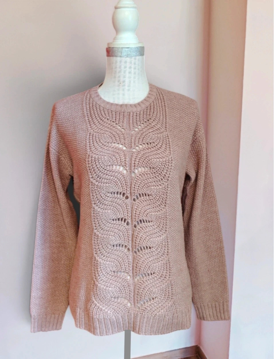 🌺 Bonito jersey de punto rosa con ochos delante