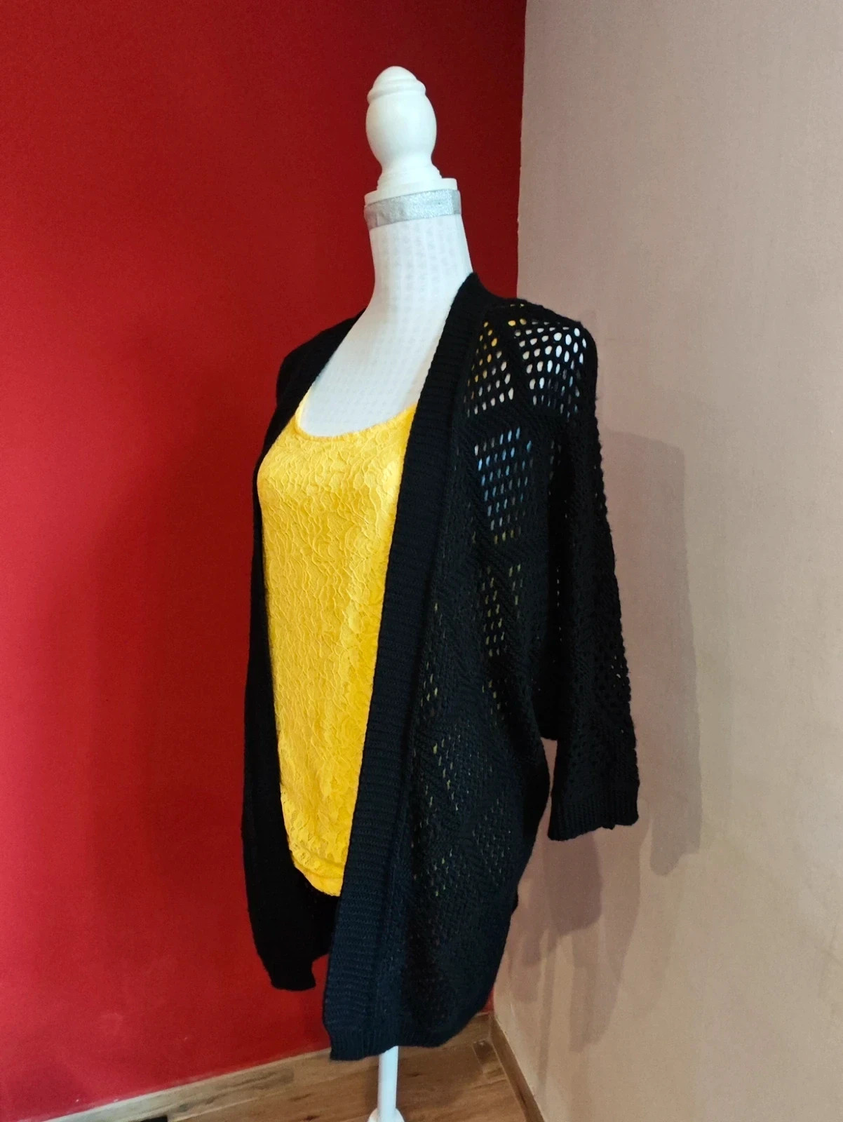 🌺Chaqueta de punto calado negro con manga japonesa – Vintage Dressing – taille Taille unique 3