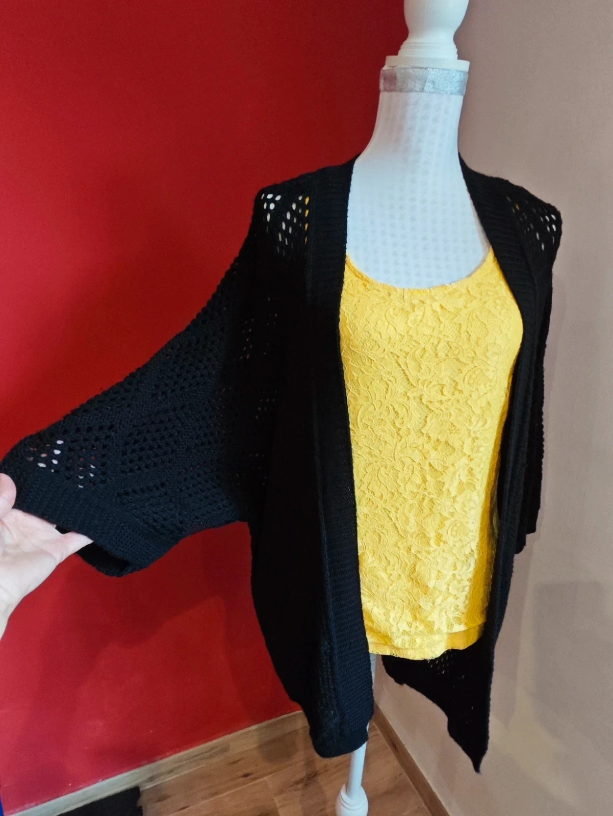 🌺Chaqueta de punto calado negro con manga japonesa – Vintage Dressing – taille Taille unique 4