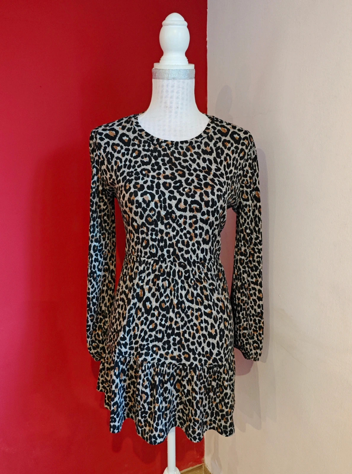 🌺Jersey largo estampado animal print con volante – Vintage Dressing – taille L / 40 / 12 2