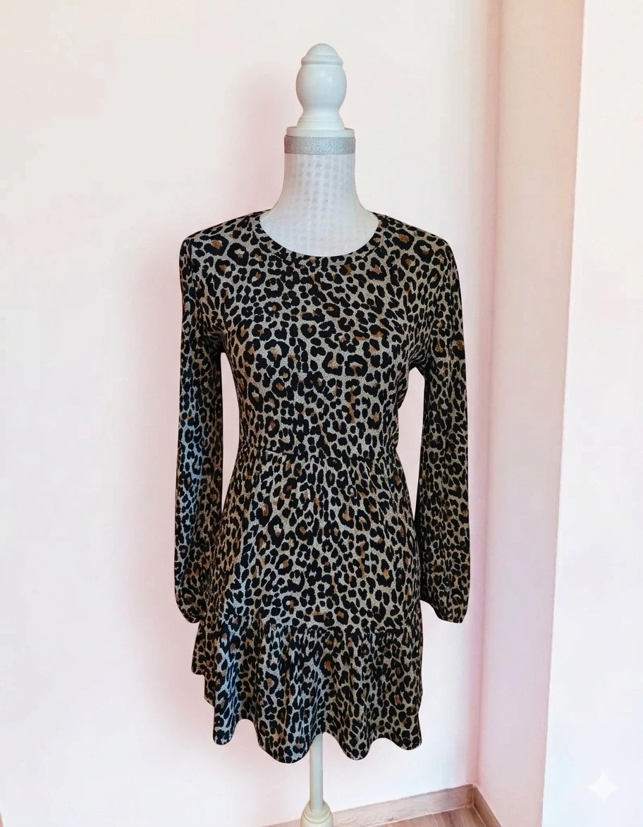 🌺Jersey largo estampado animal print con volante