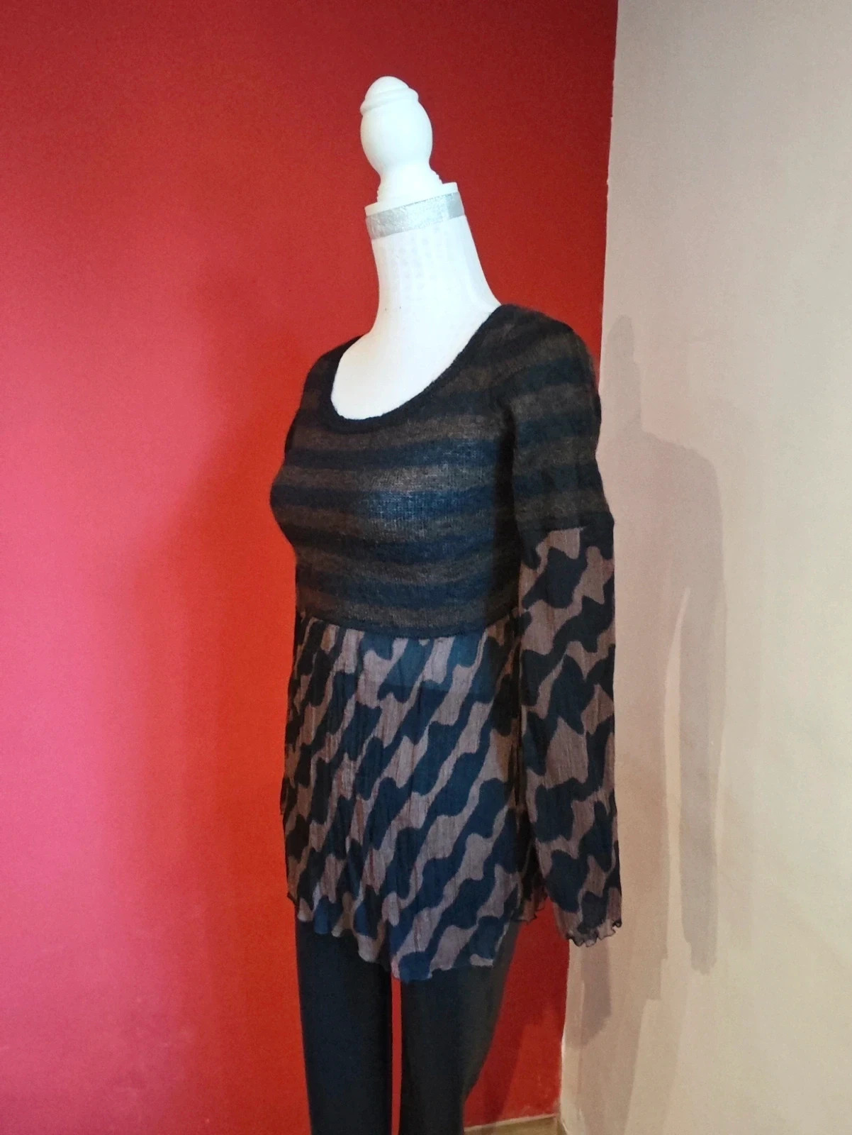 🌺 Original jersey de mohair y lana combinado con seda en mangas y cuerpo – TMX – taille M / 38 / 10 3