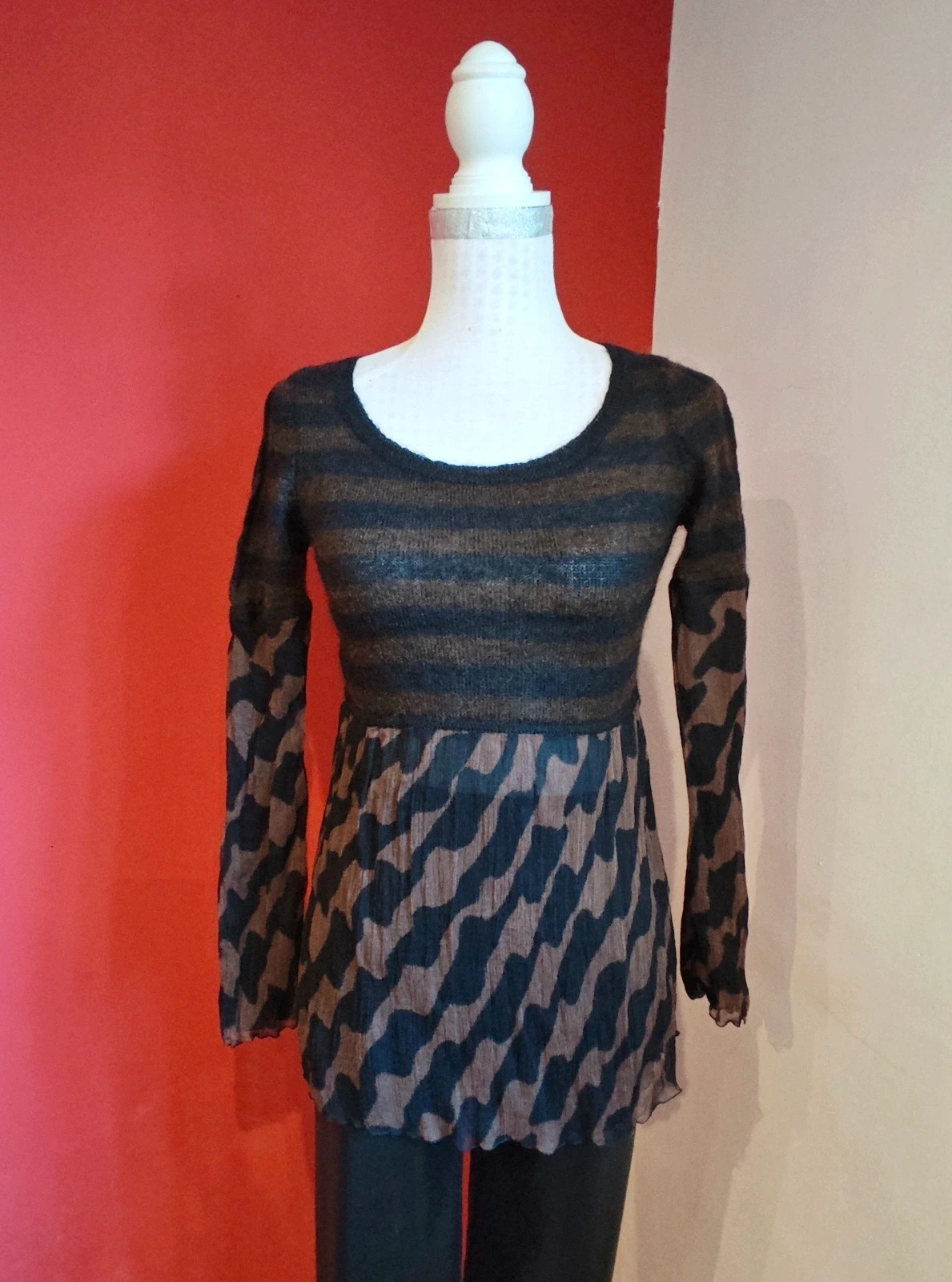 🌺 Original jersey de mohair y lana combinado con seda en mangas y cuerpo – TMX – taille M / 38 / 10 2