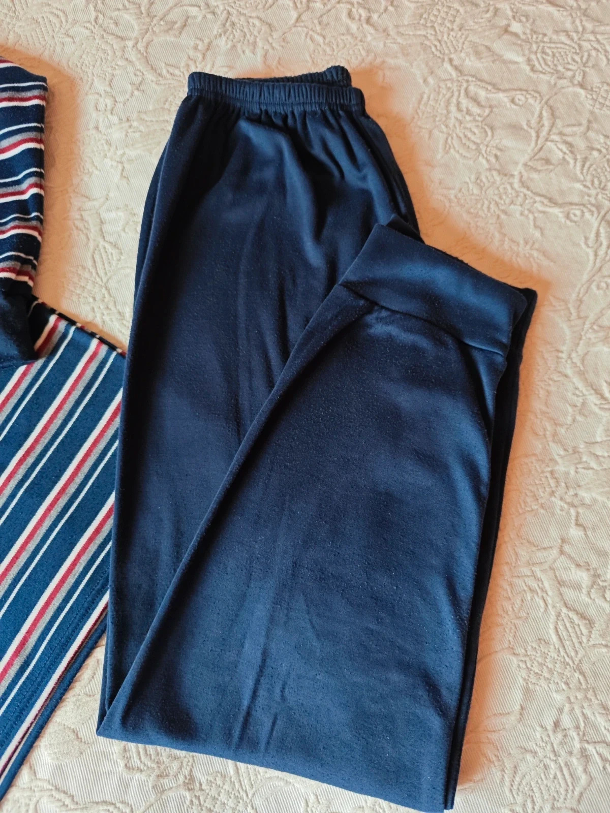 🌺Pijama azul marino y rayas blancas, grises y granate arriba – pijama juanitos – taille M 5