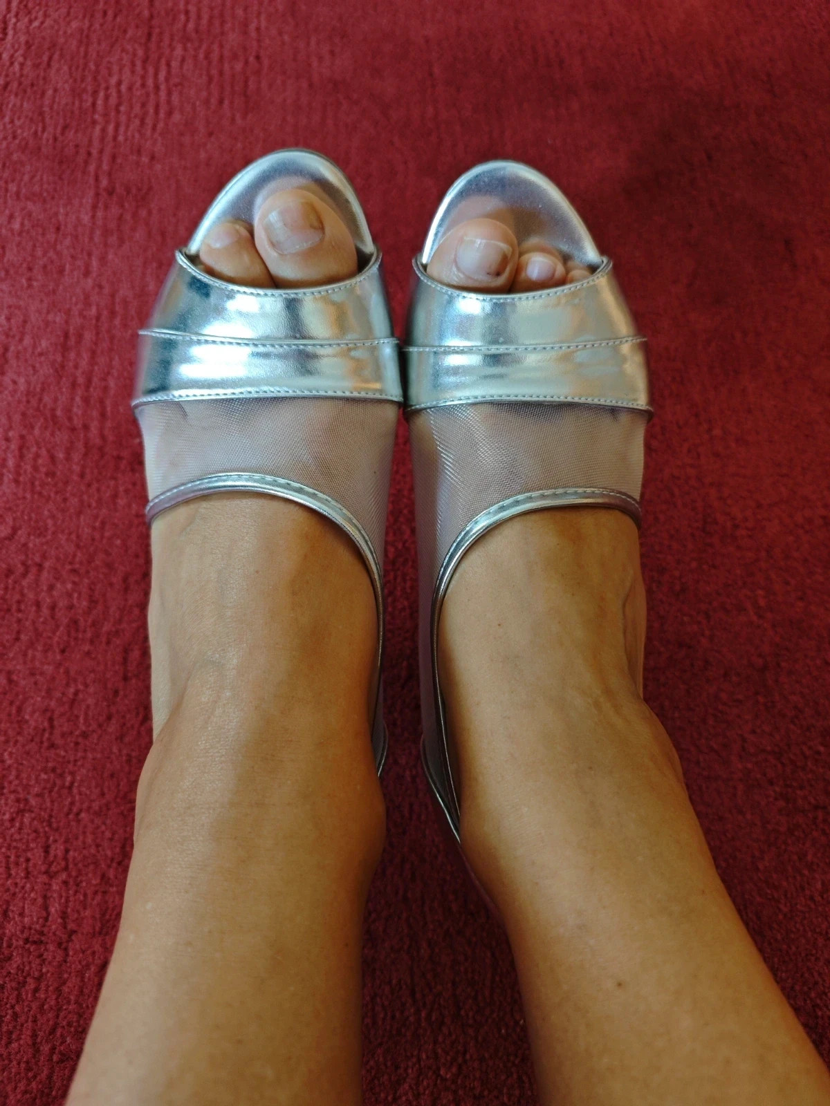 🌺Zapatos de tacón abiertos plateados y transparentes – Festissimo – taille 38 3