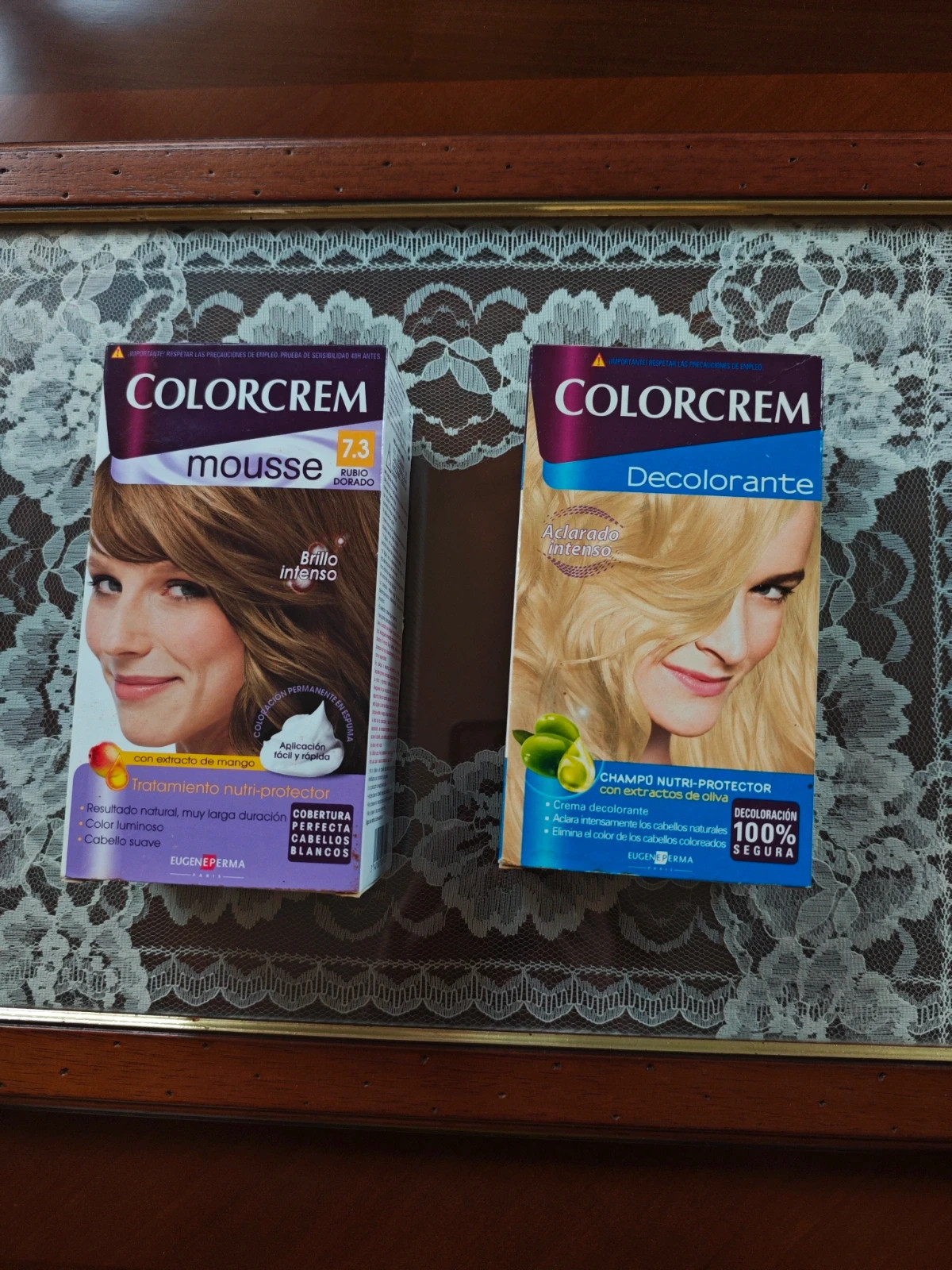 🌺Dos tintes Colorcrem Mousse (Tono 7.3 Rubio Dorado y Decolorante)