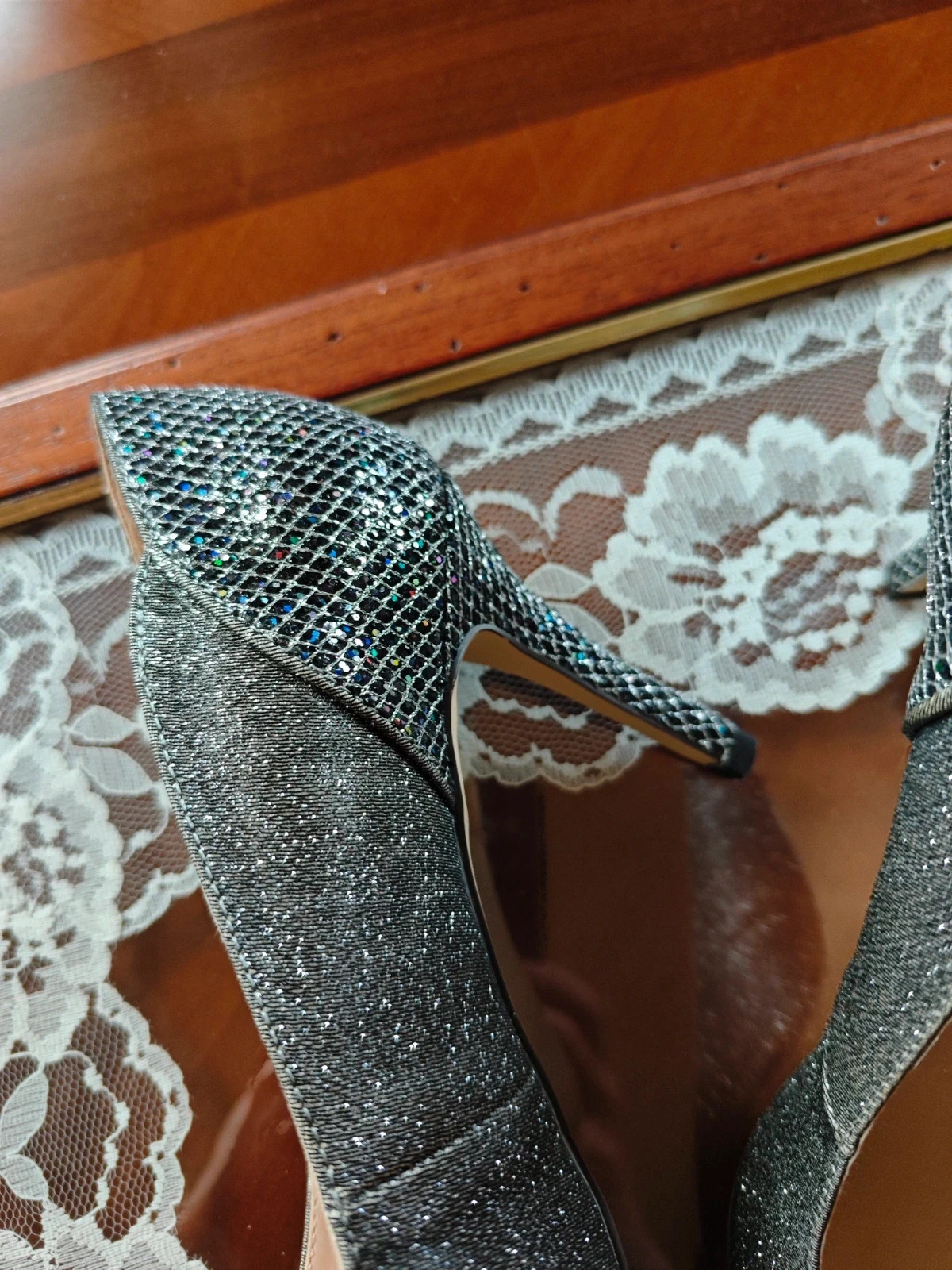 🌺 Zapatos super bonitos de tacón plateados, de Menbur, número 38 – Menbur – taille 38 4