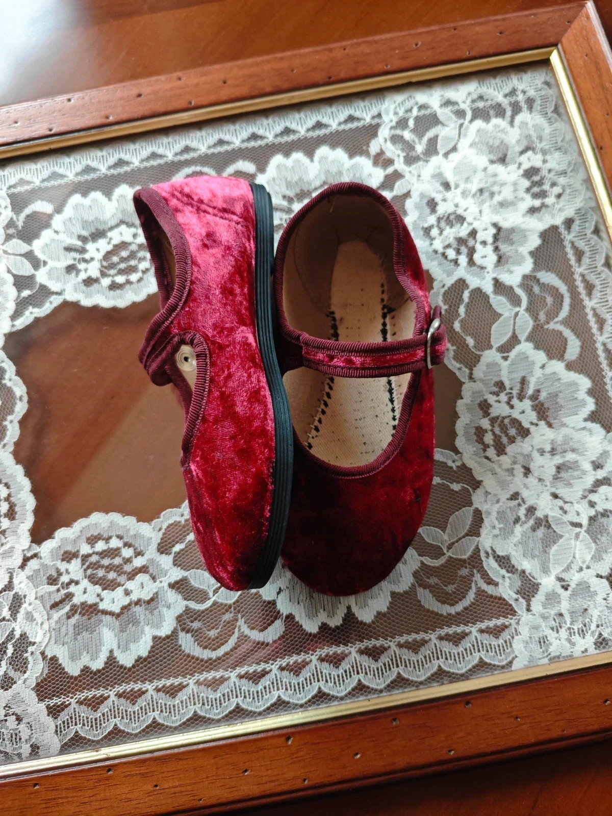 🌺 Merceditas ideales de terciopelo granate, número 27 – La Cadena – taille 27 2