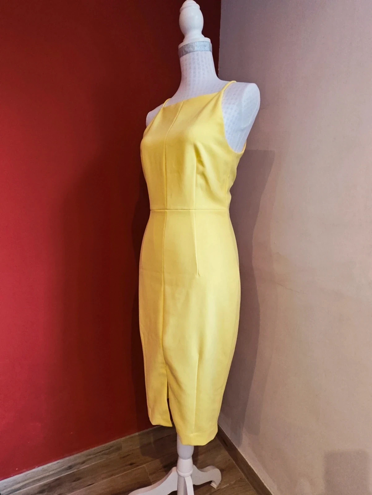 🌺Vestido entallado amarillo de tirantes con cremallera trasera – H&M – taille M / 38 / 10 2