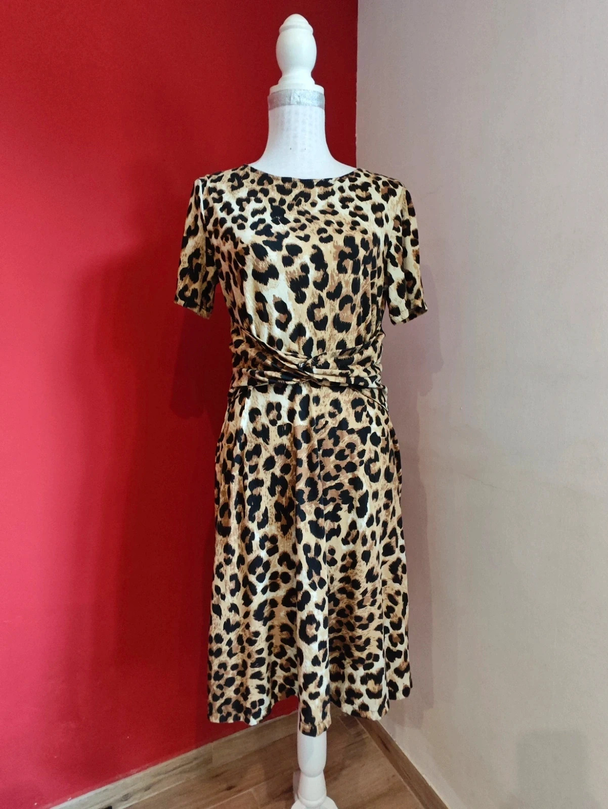 🌺Vestido estampado animal print con lazo nudo en cintura delantera – taille L / 40 / 12 2