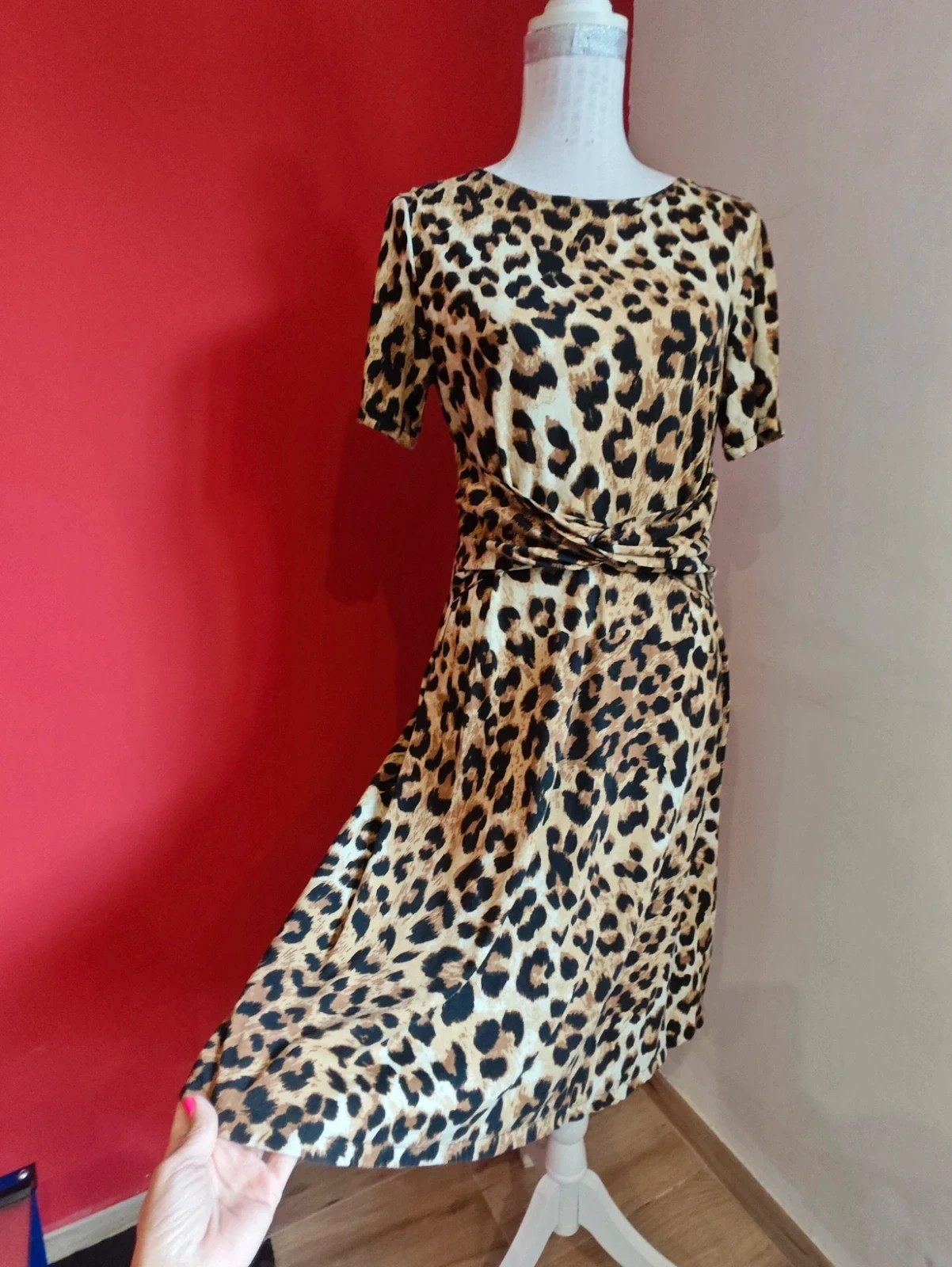 🌺Vestido estampado animal print con lazo nudo en cintura delantera – taille L / 40 / 12 3