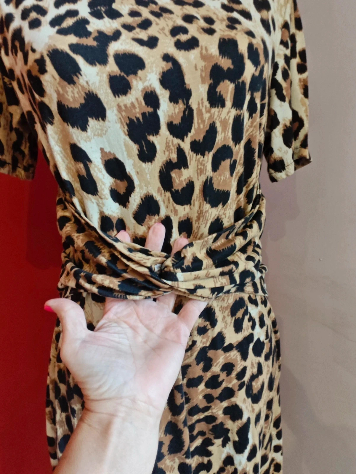 🌺Vestido estampado animal print con lazo nudo en cintura delantera – taille L / 40 / 12 5